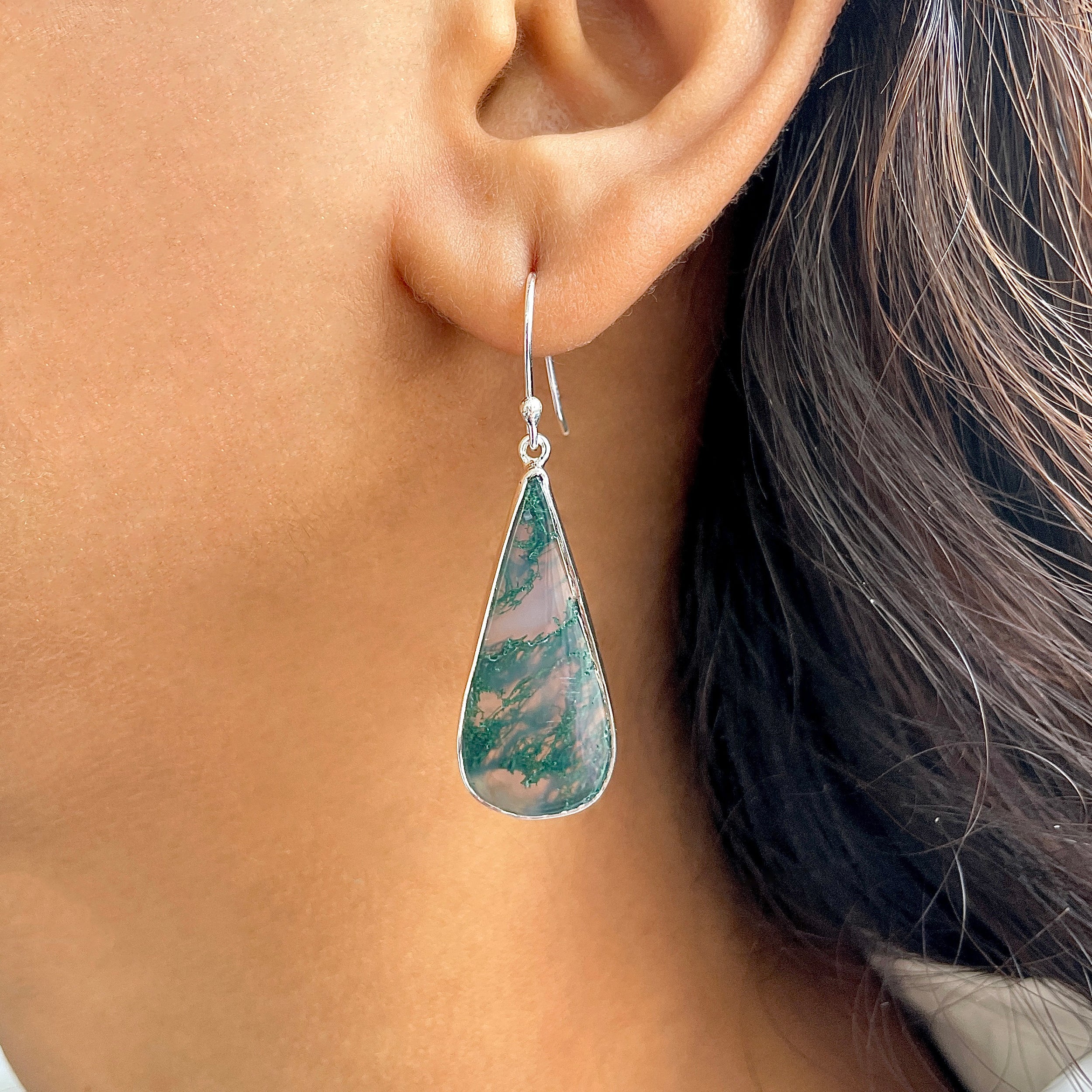 Moss Agate Earring-(MOA-E-167.)