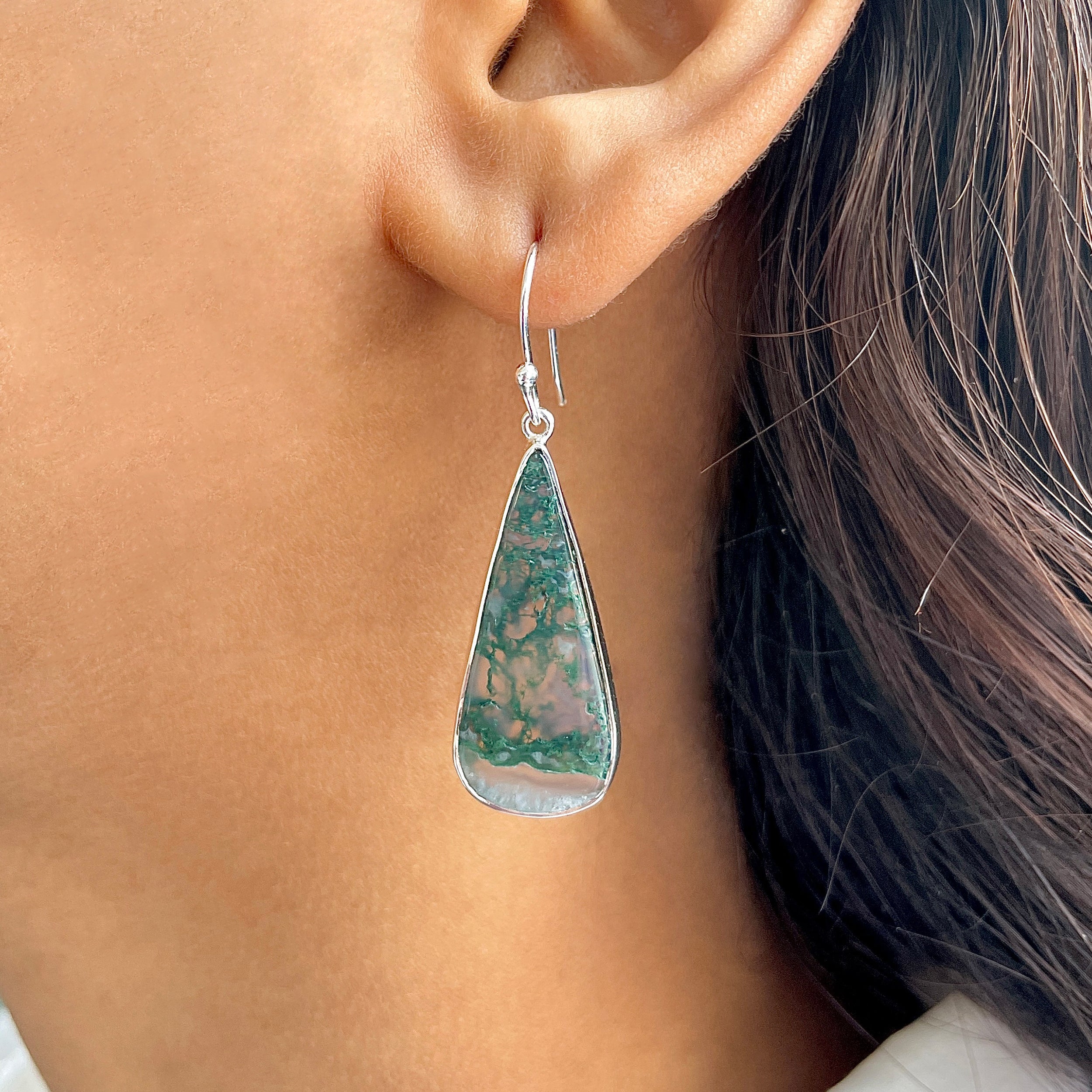 Moss Agate Earring-(MOA-E-169.)