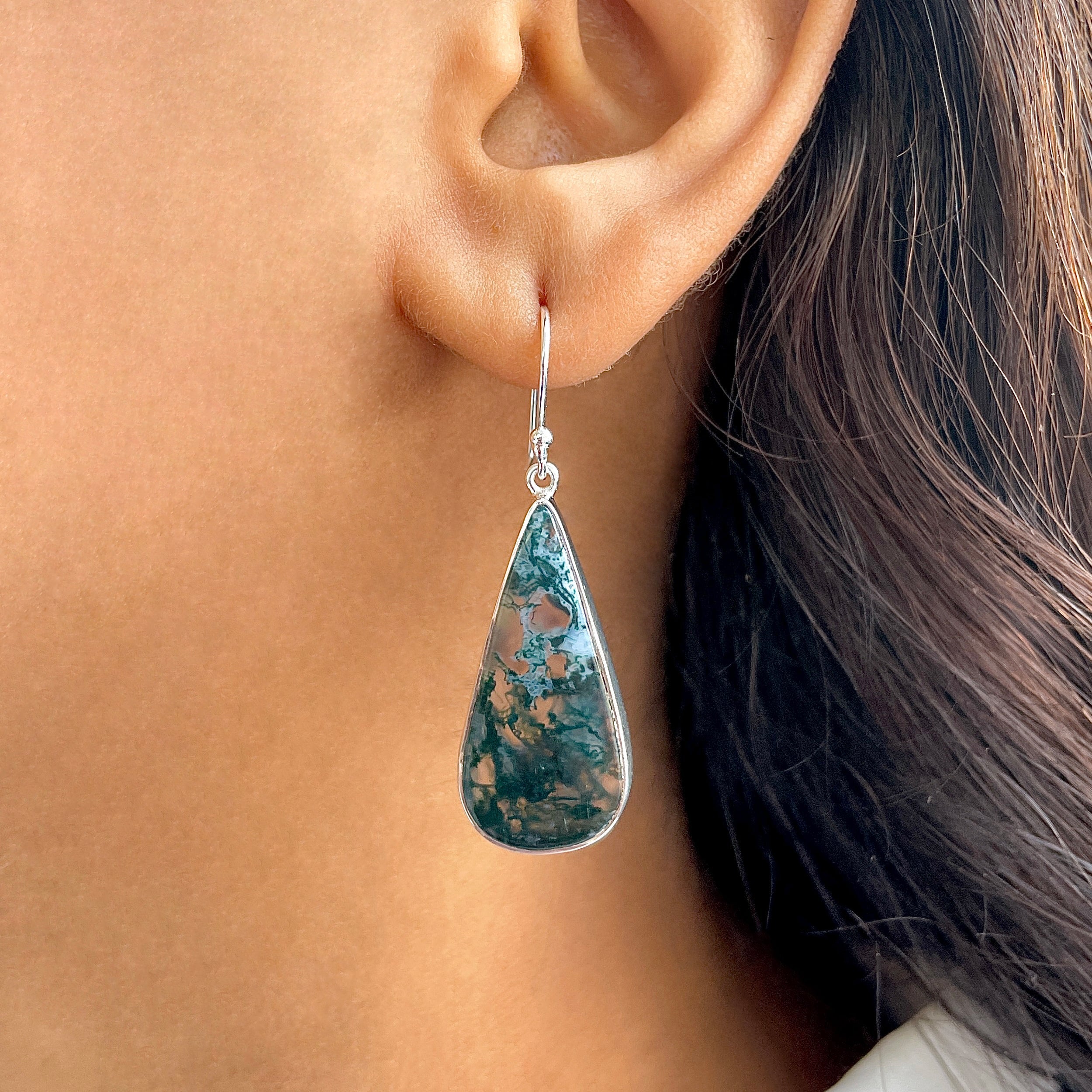 Moss Agate Earring-(MOA-E-170.)