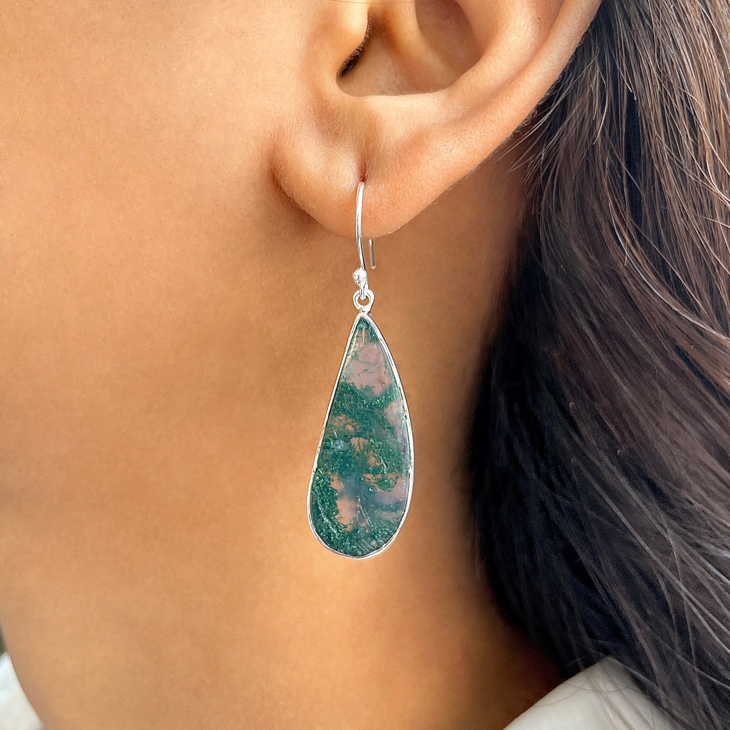 Moss Agate Earring-(MOA-E-172.)