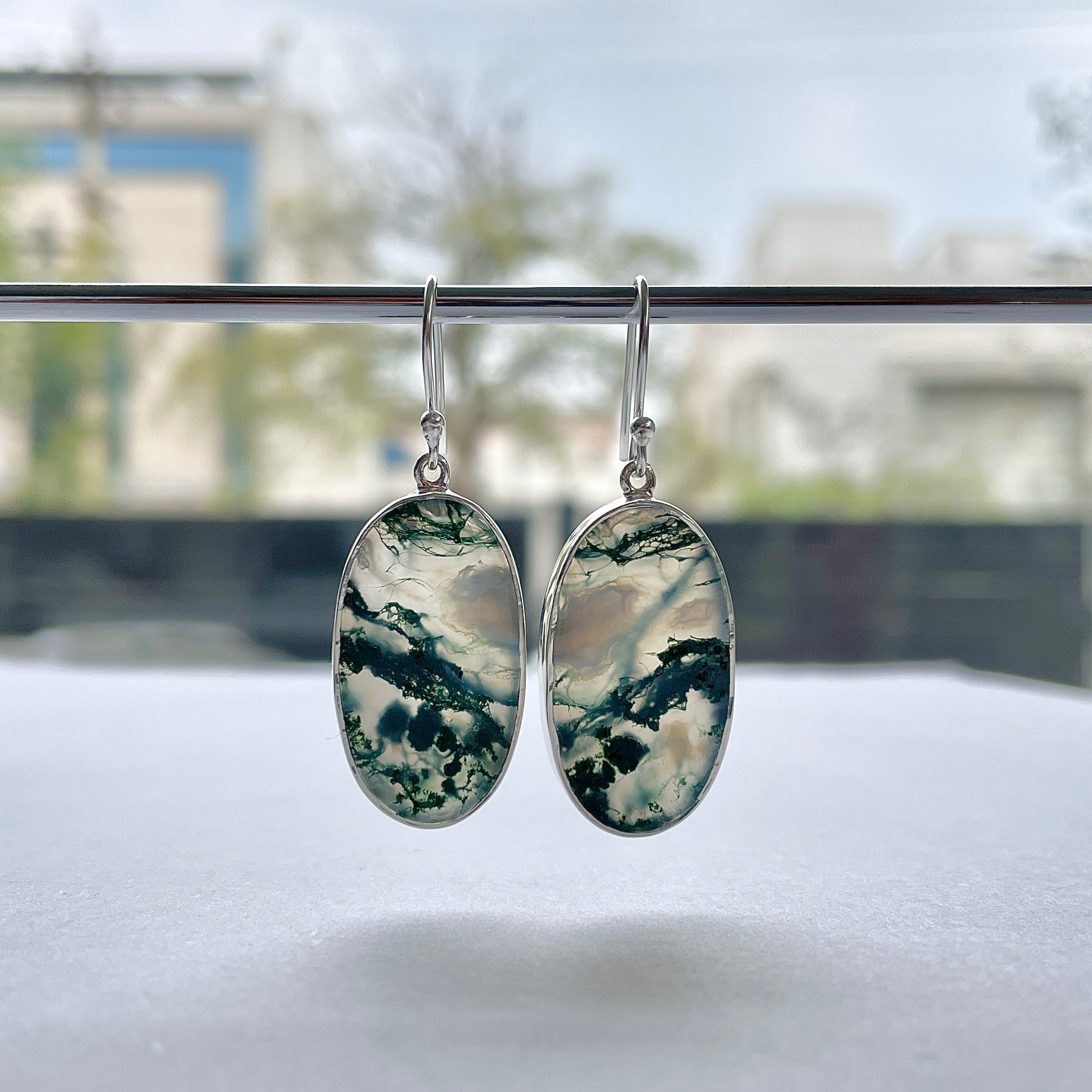 Moss Agate Earring-(MOA-E-173.)