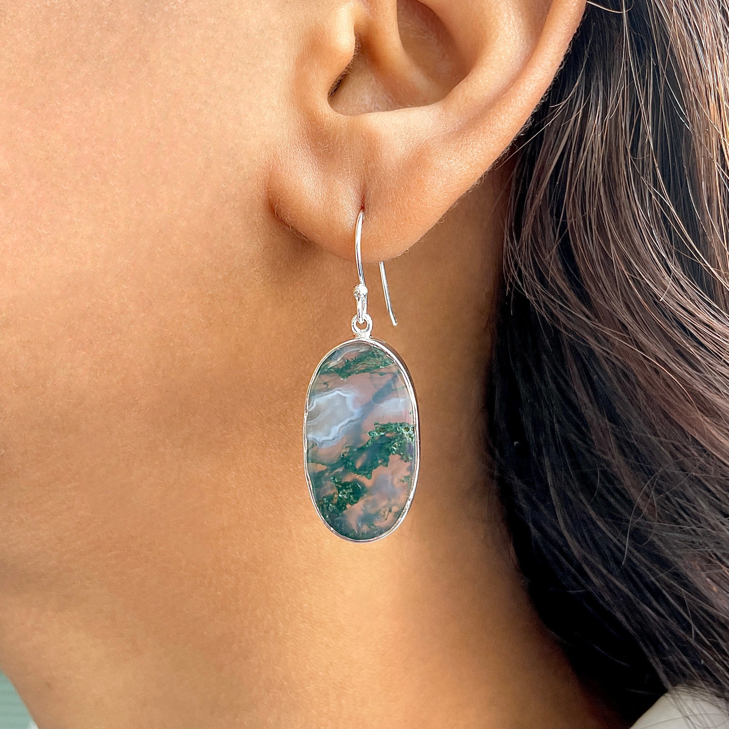 Moss Agate Earring-(MOA-E-173.)