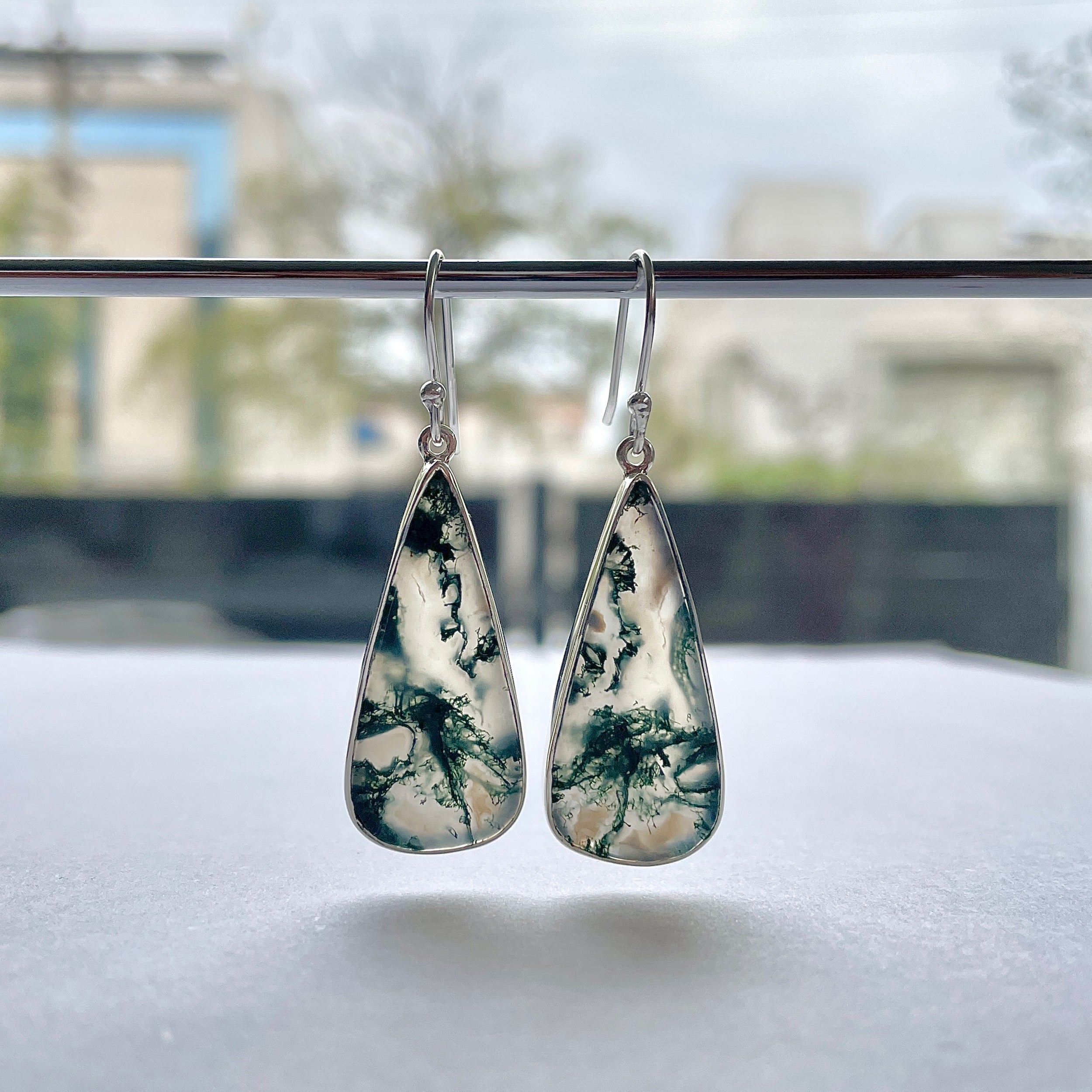 Moss Agate Earring-(MOA-E-174.)