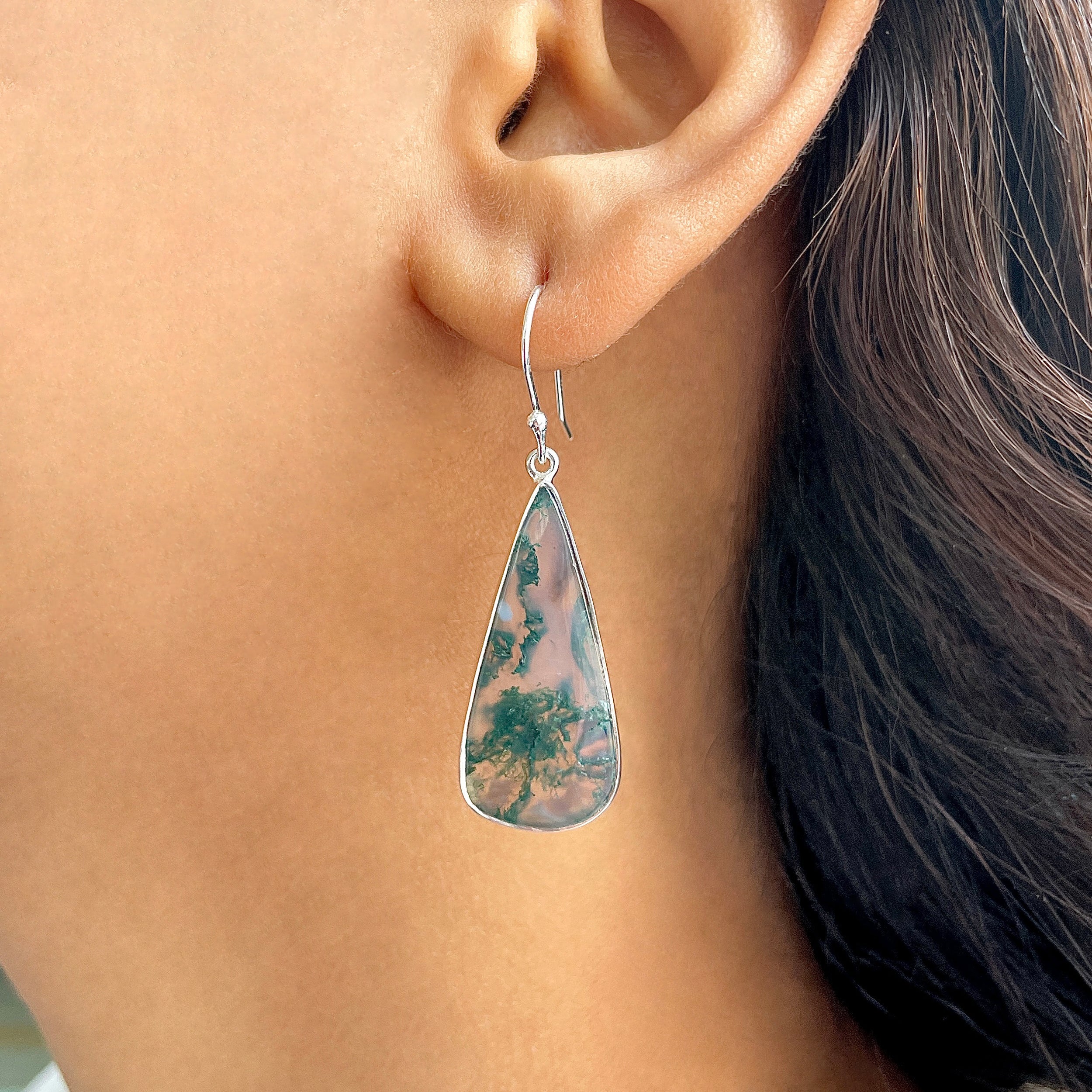 Moss Agate Earring-(MOA-E-174.)