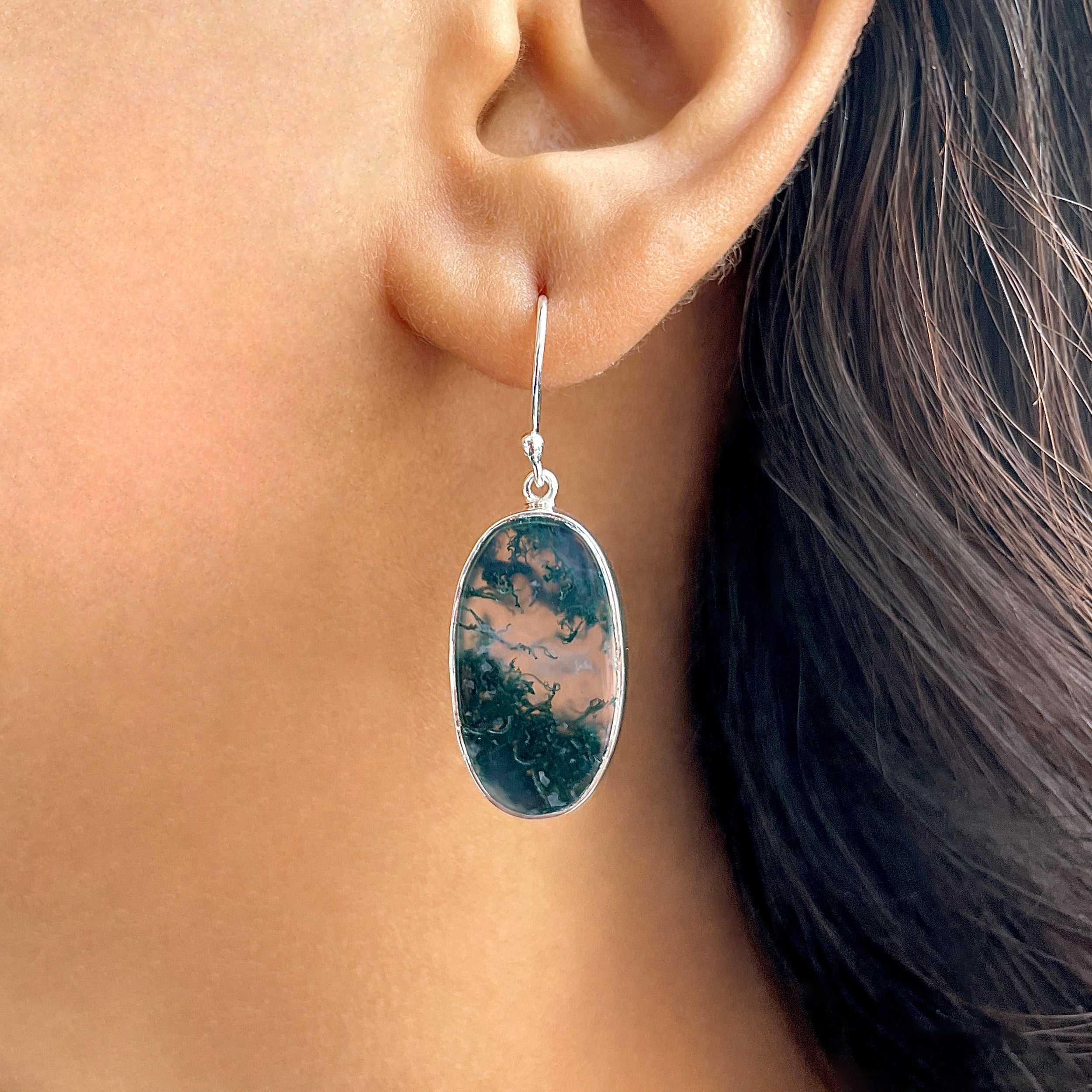 Moss Agate Earring-(MOA-E-175.)