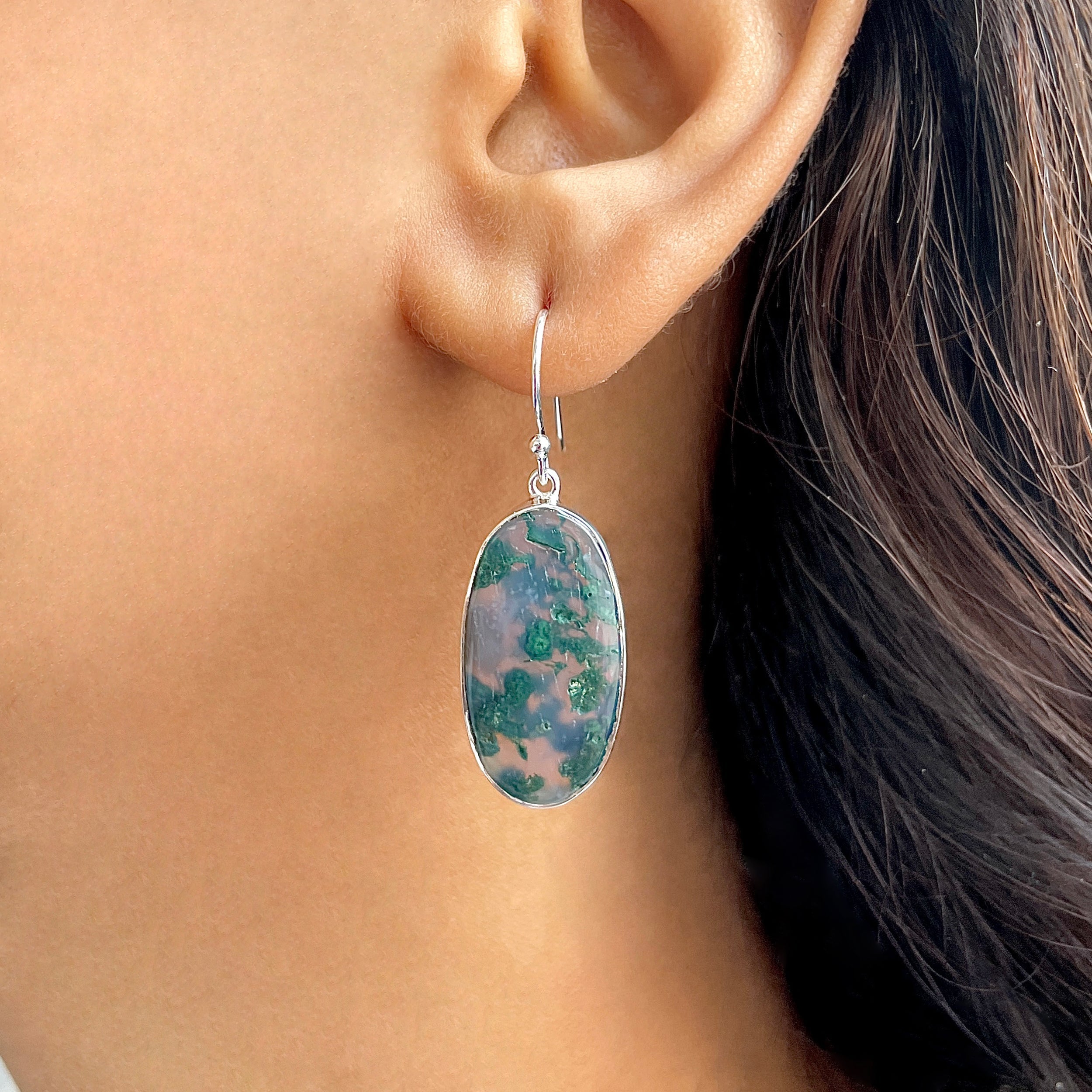 Moss Agate Earring-(MOA-E-176.)