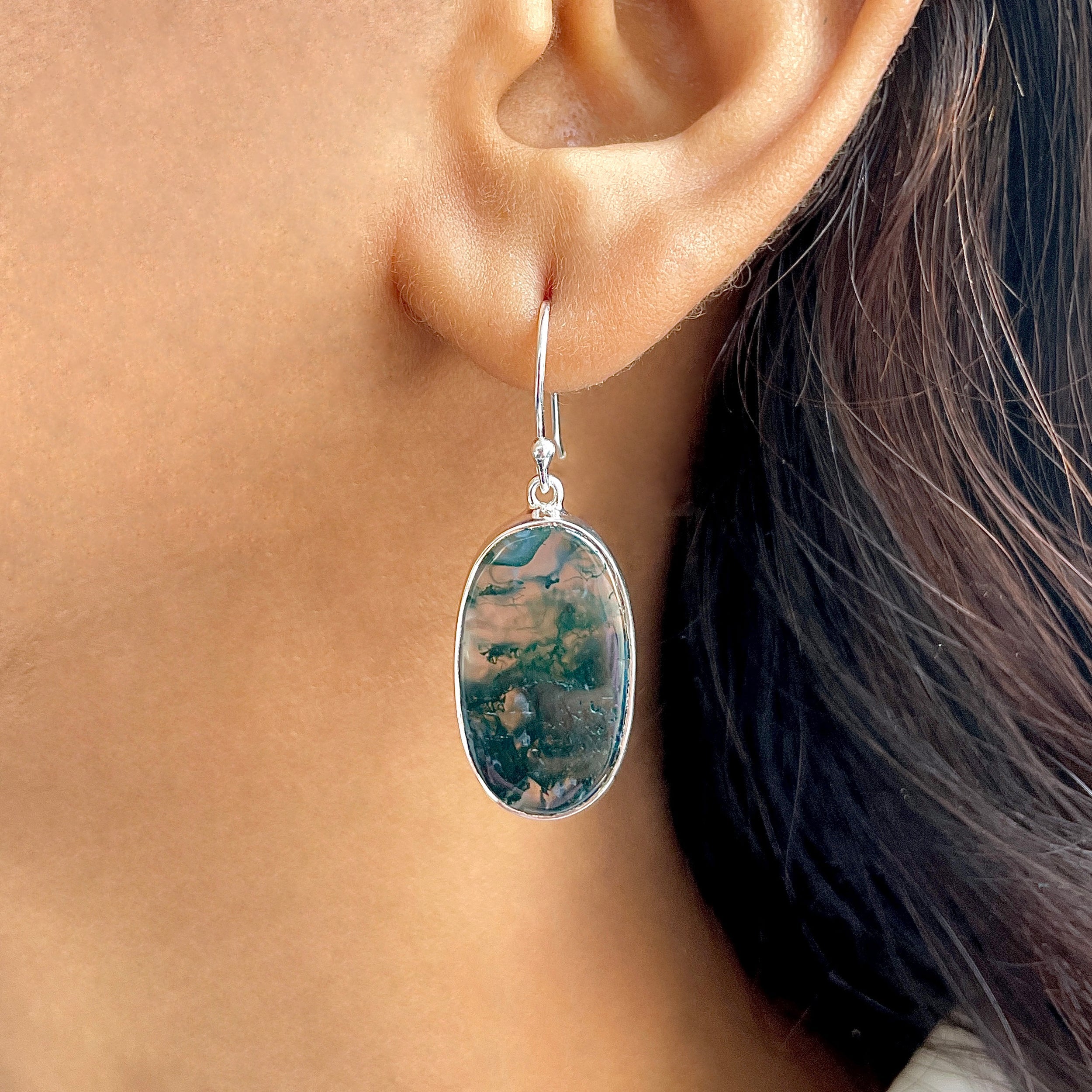 Moss Agate Earring-(MOA-E-177.)