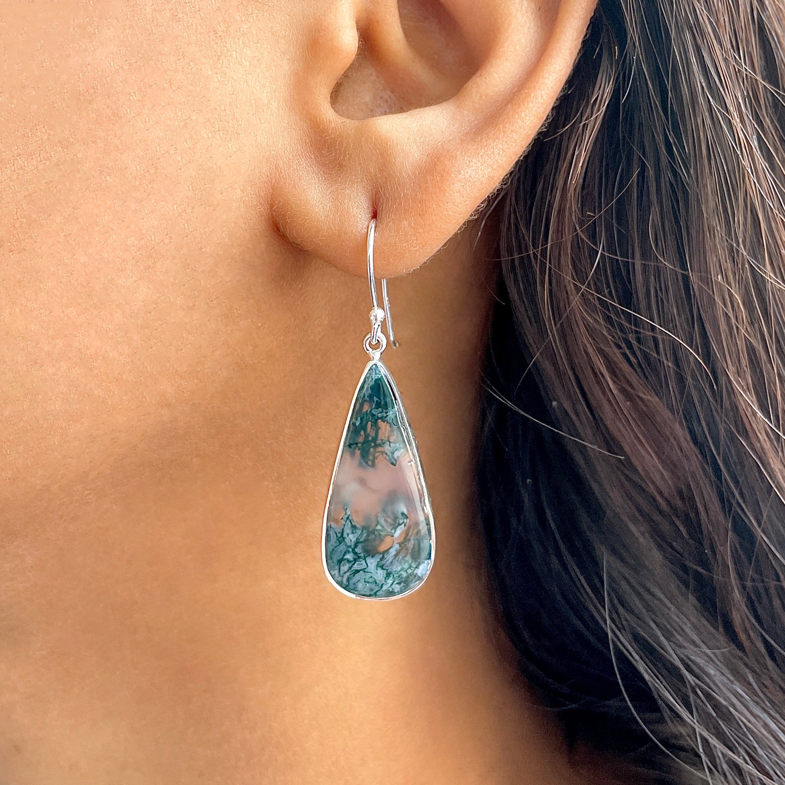 Moss Agate Earring-(MOA-E-178.)
