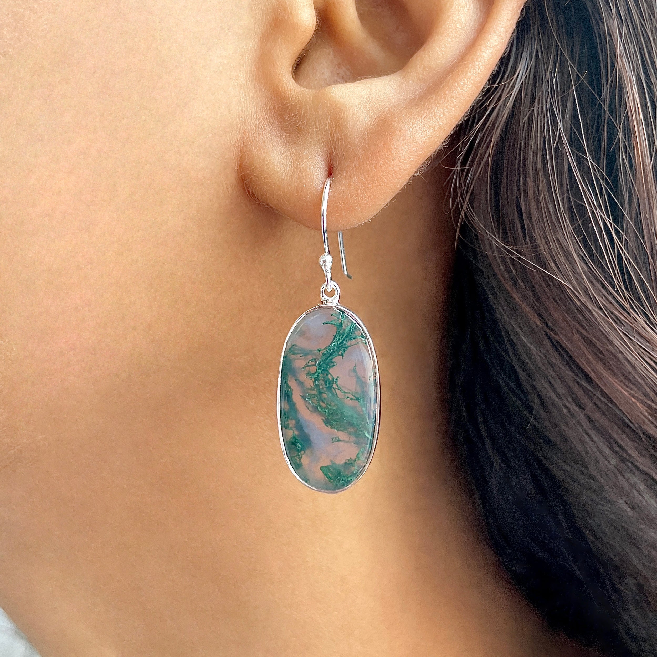Moss Agate Earring-(MOA-E-179.)