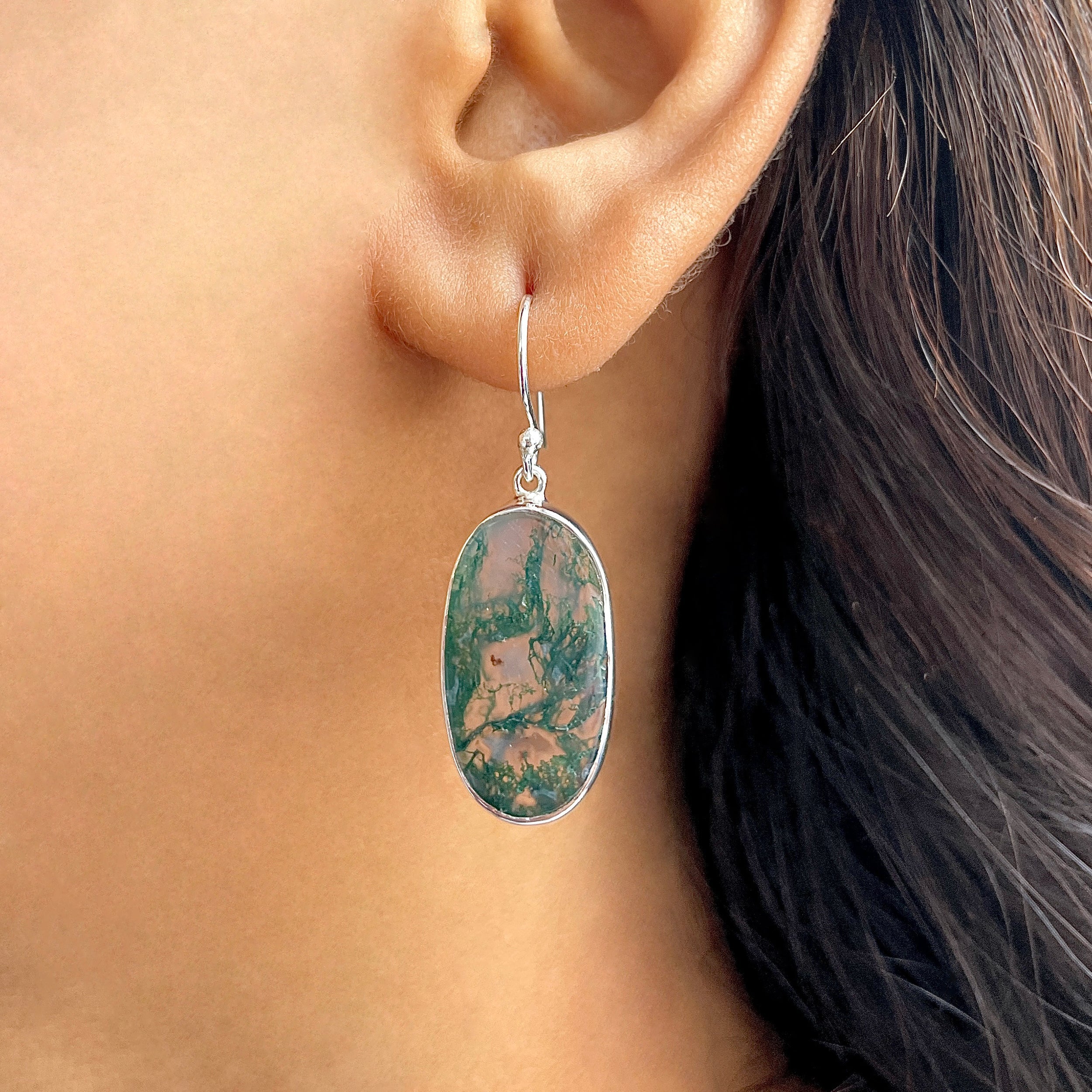 Moss Agate Earring-(MOA-E-183.)