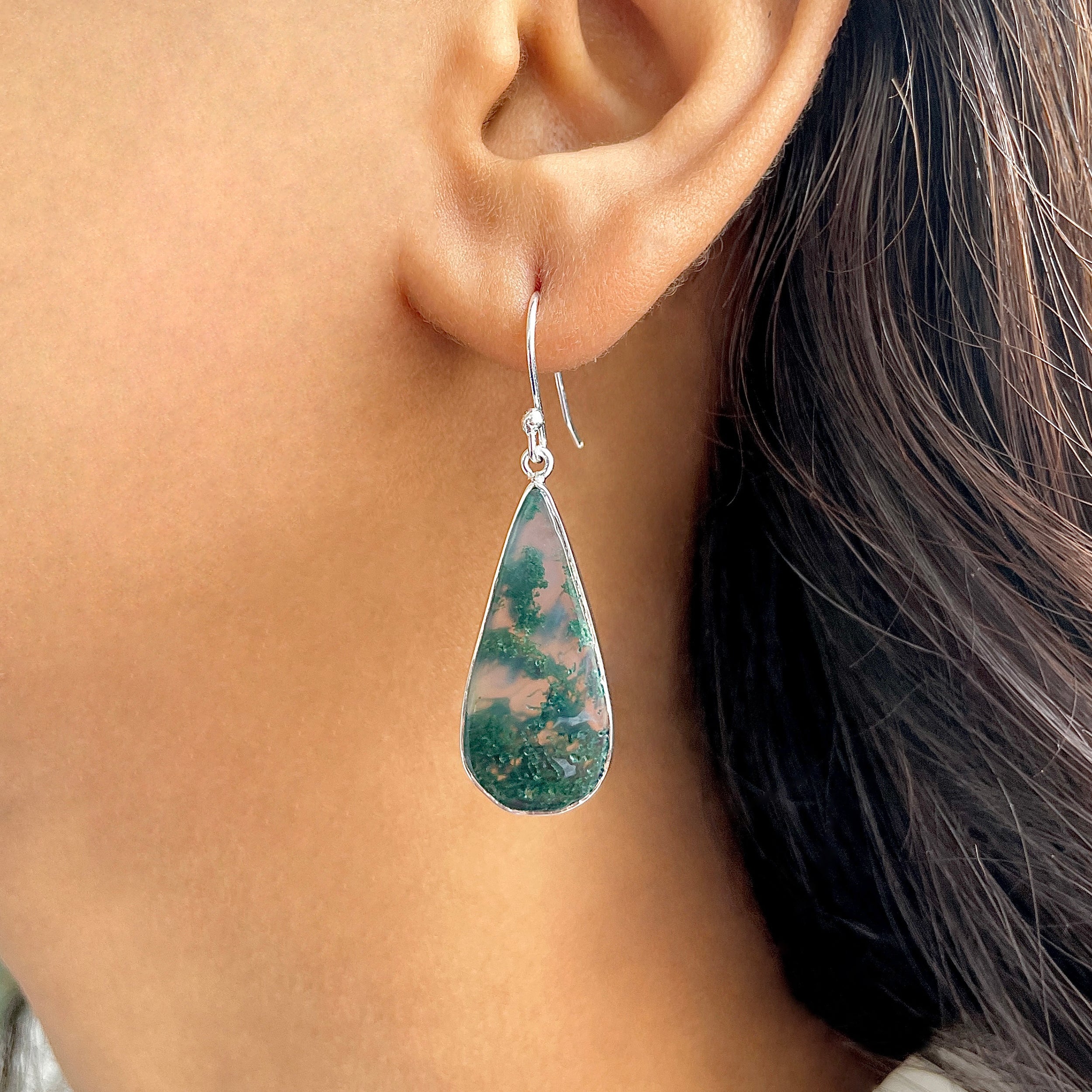 Moss Agate Earring-(MOA-E-184.)