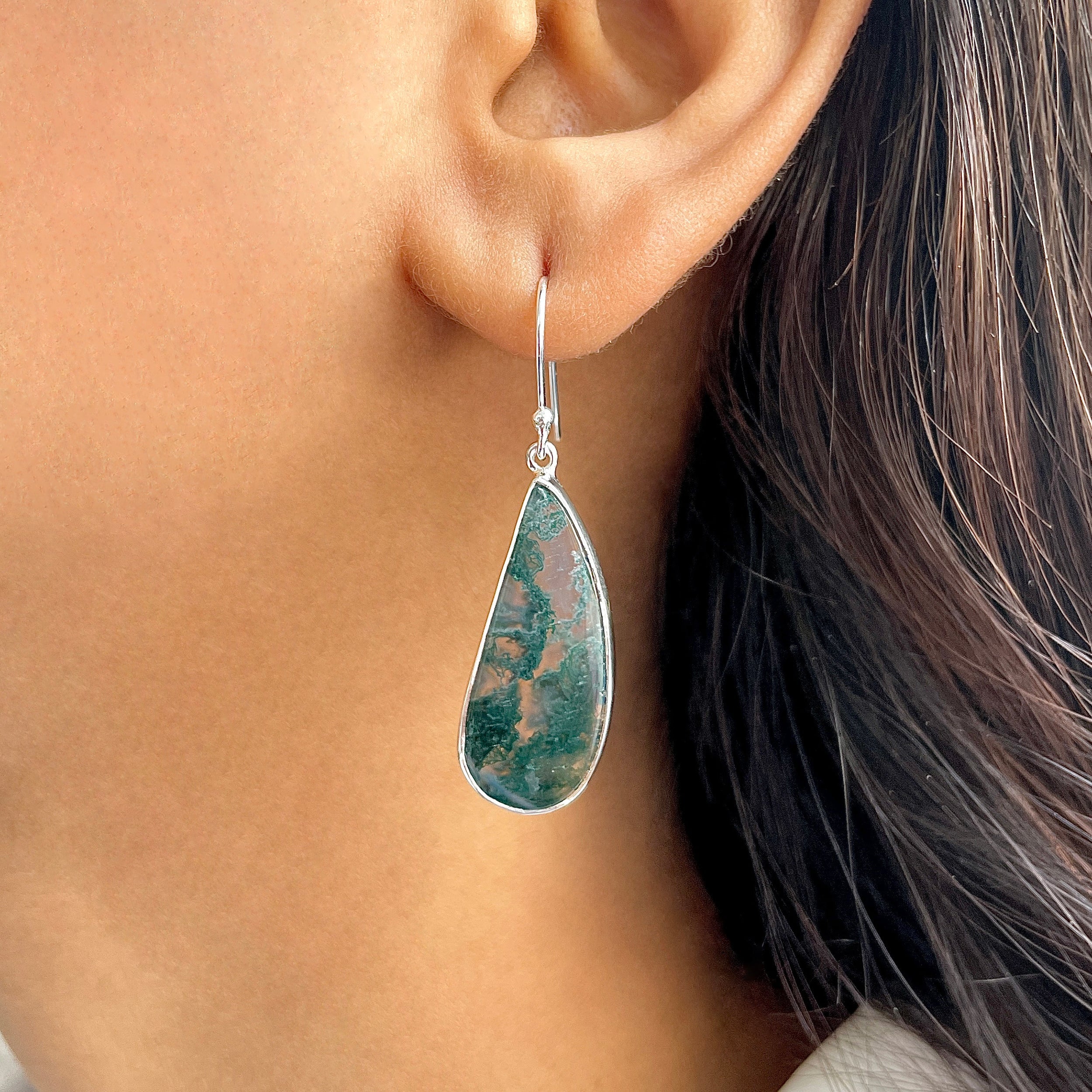 Moss Agate Earring-(MOA-E-185.)