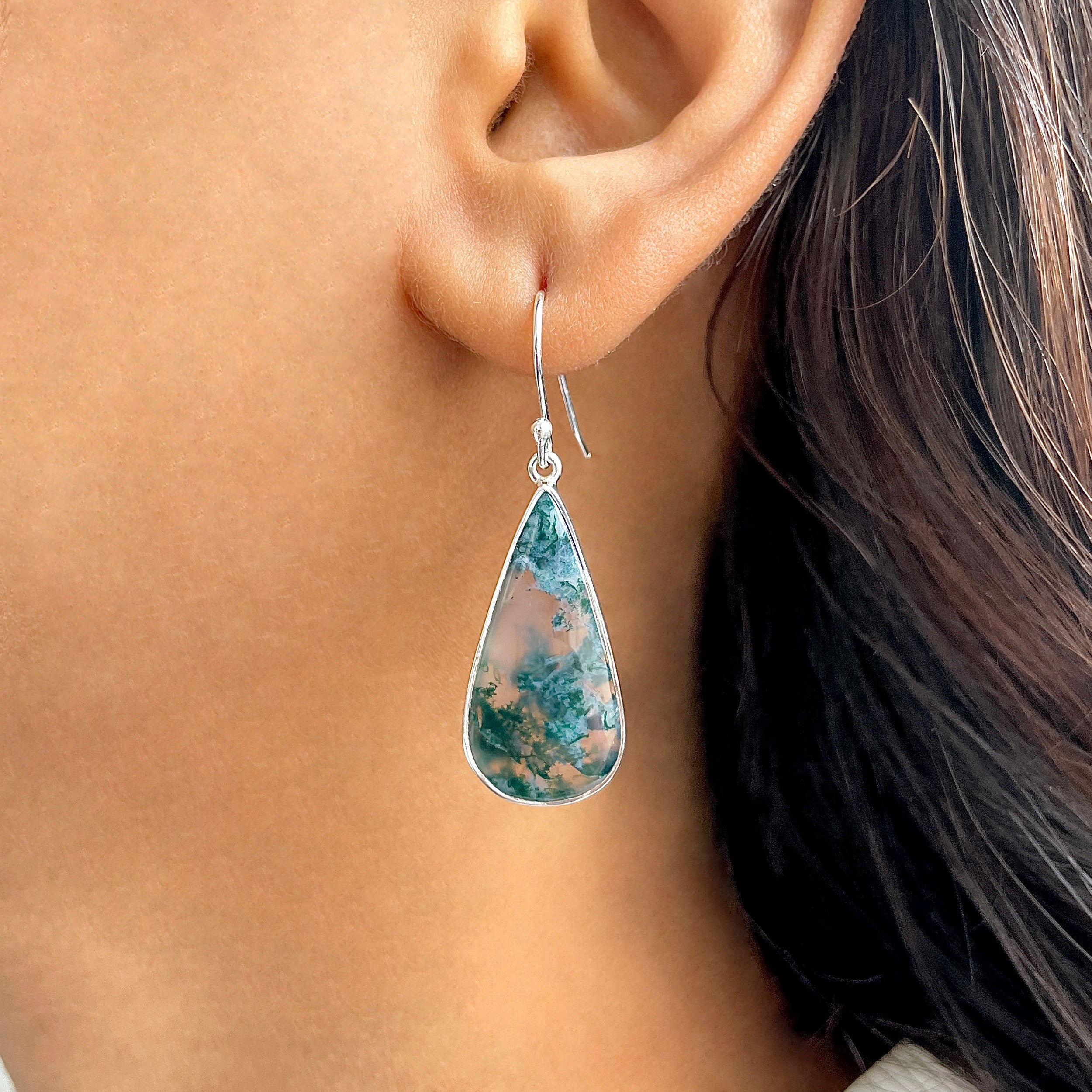 Moss Agate Earring-(MOA-E-186.)
