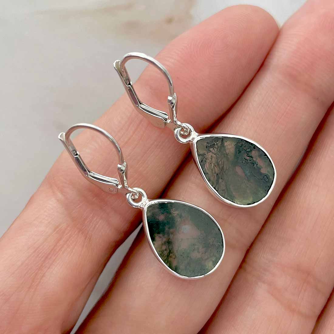 Moss Agate Earring-(MOA-E-58.)
