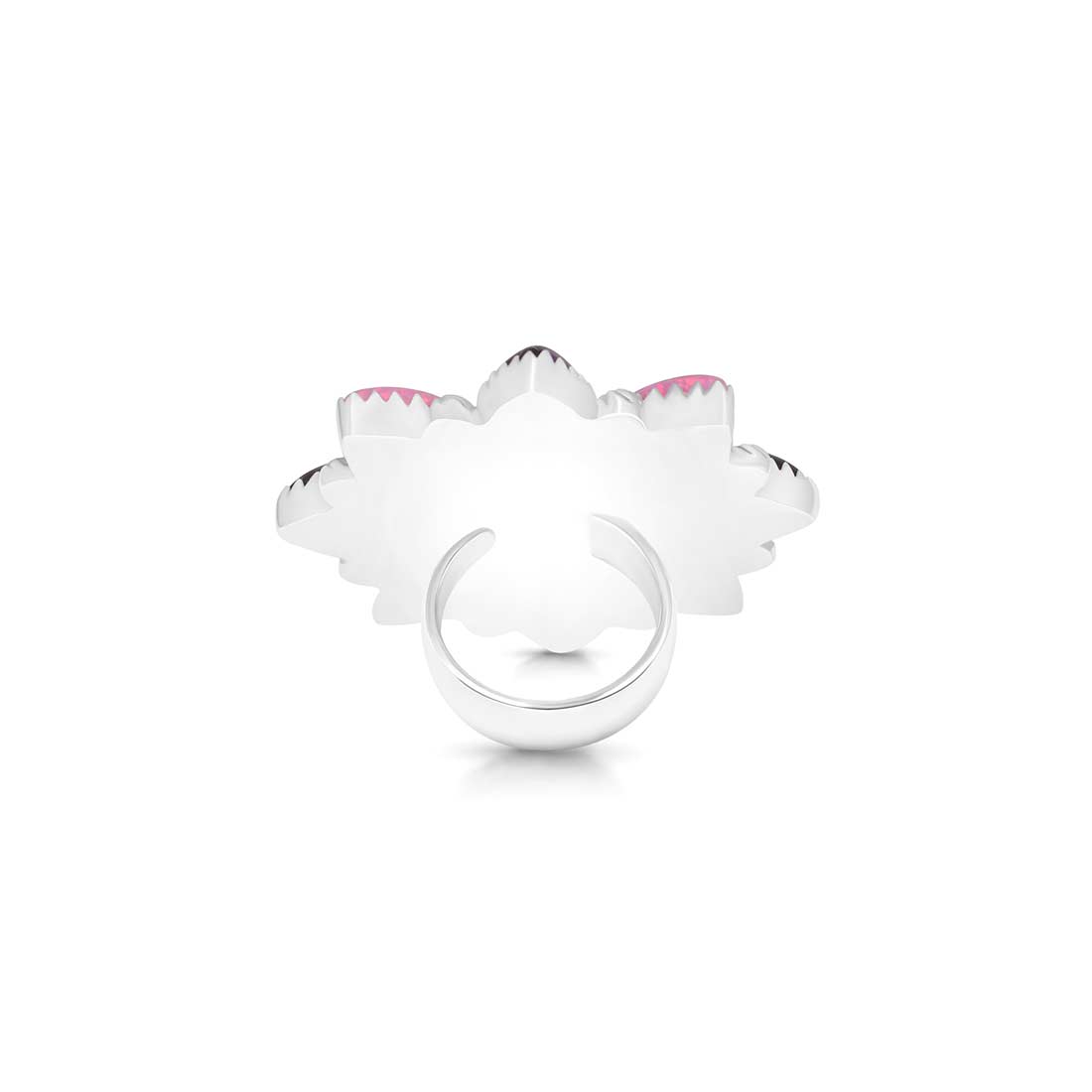 Neon Opal, Aura Opal And Amethyst Flower Adjustable Ring-(NOP-FLR-11.)