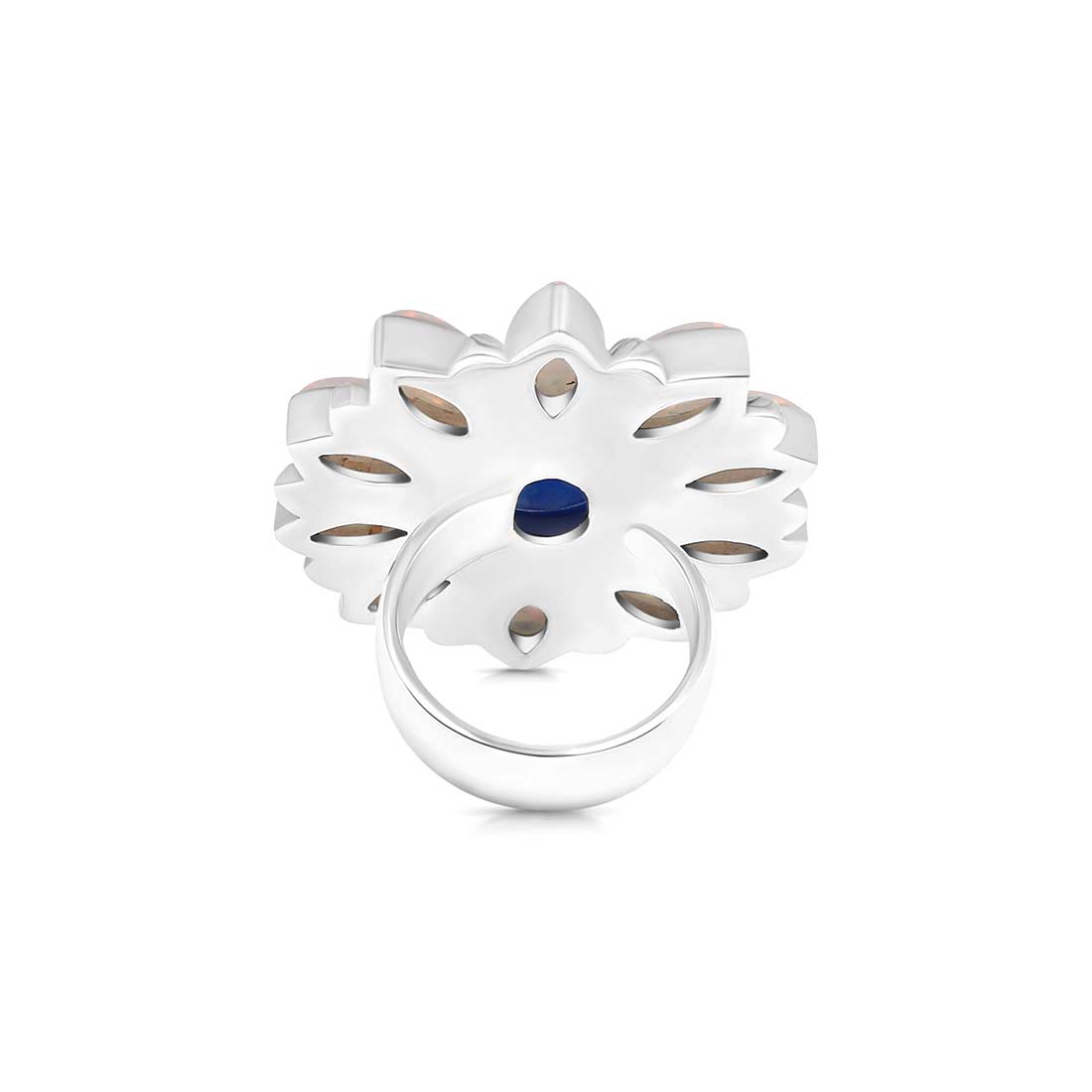 Neon Opal And Aura Opal Flower Adjustable Ring-(NOP-FLR-14.)