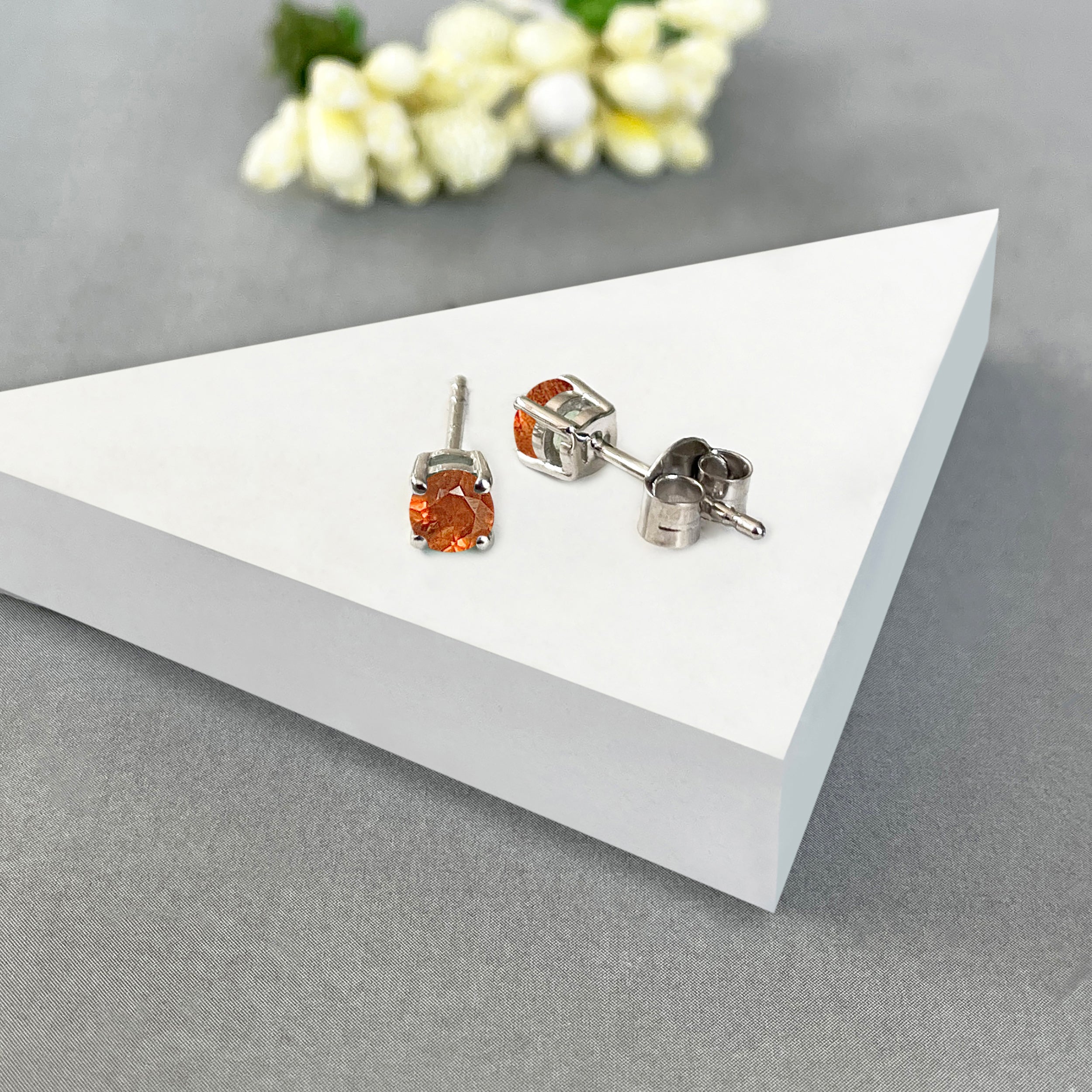Orange Kyanite Stud Earrings-(OKY-SE-1023.)