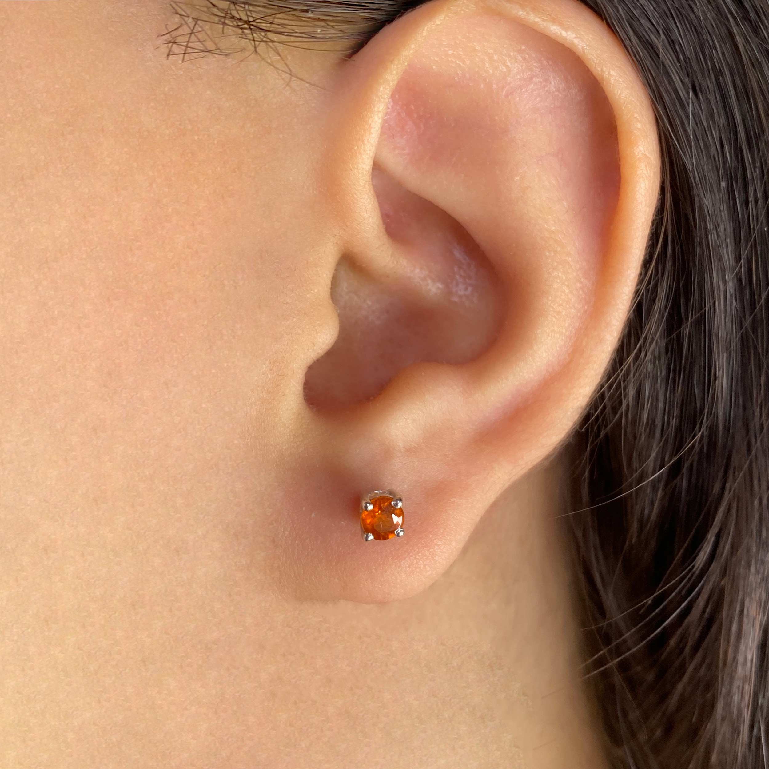 Orange Kyanite Stud Earrings-(OKY-SE-1023.)