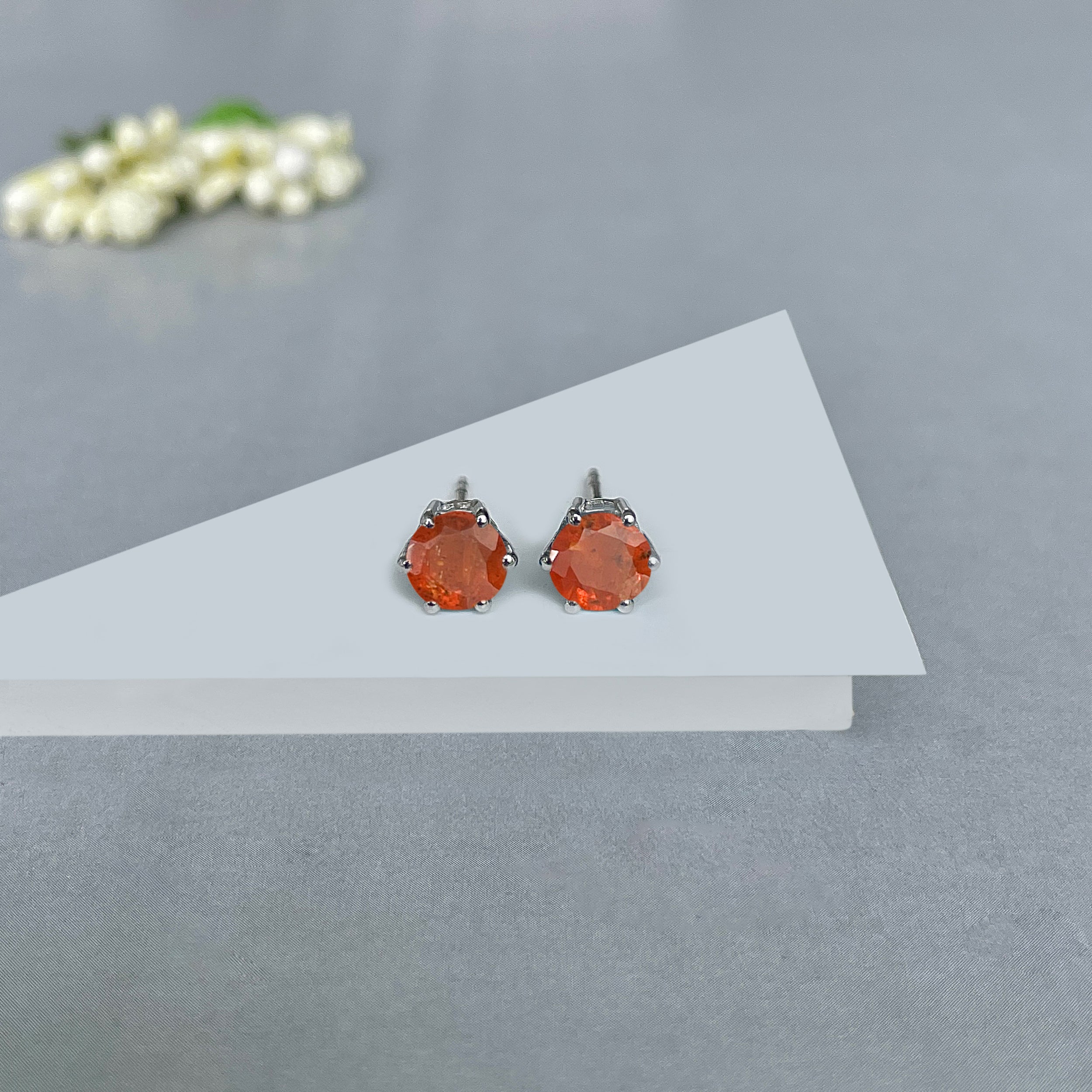 Orange Kyanite Stud Earrings-(OKY-SE-1024.)