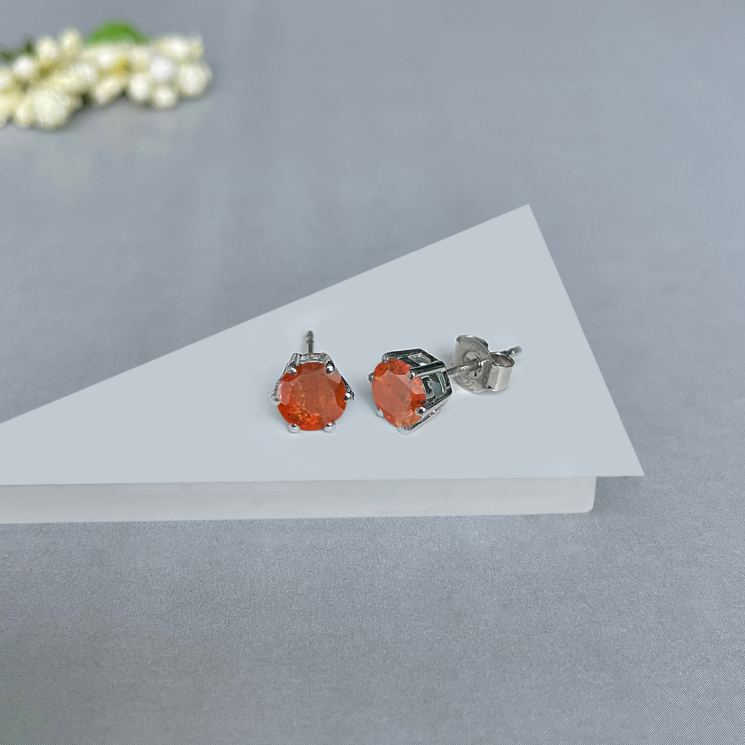 Orange Kyanite Stud Earrings-(OKY-SE-1024.)