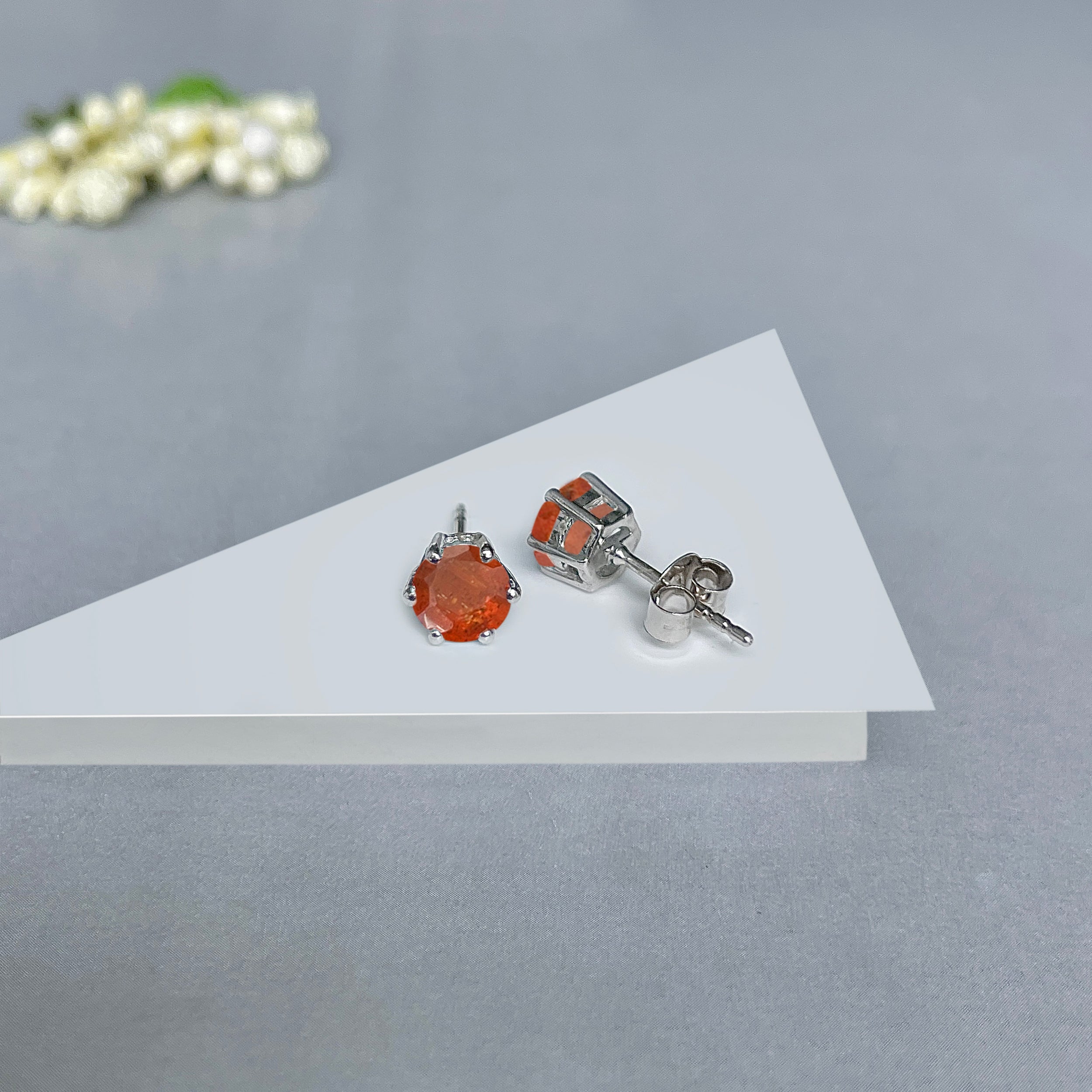 Orange Kyanite Stud Earrings-(OKY-SE-1024.)