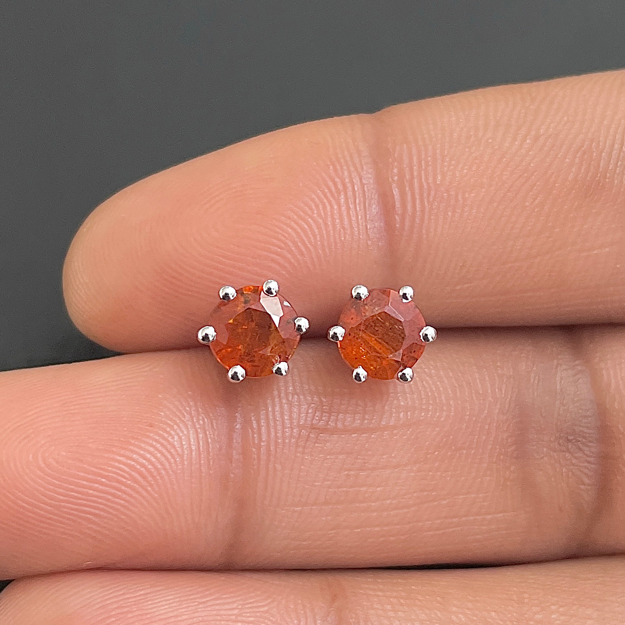 Orange Kyanite Stud Earrings-(OKY-SE-1024.)