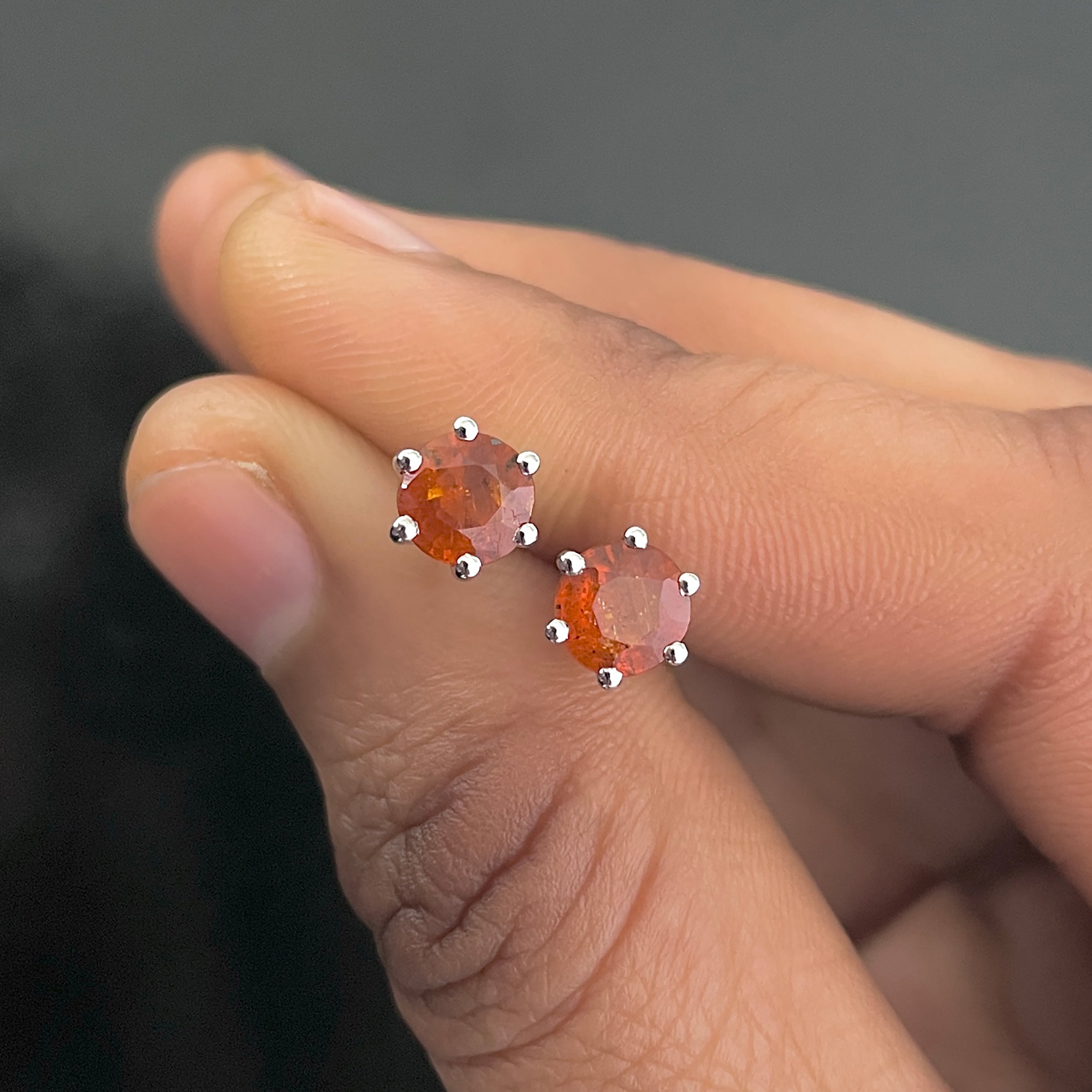Orange Kyanite Stud Earrings-(OKY-SE-1024.)