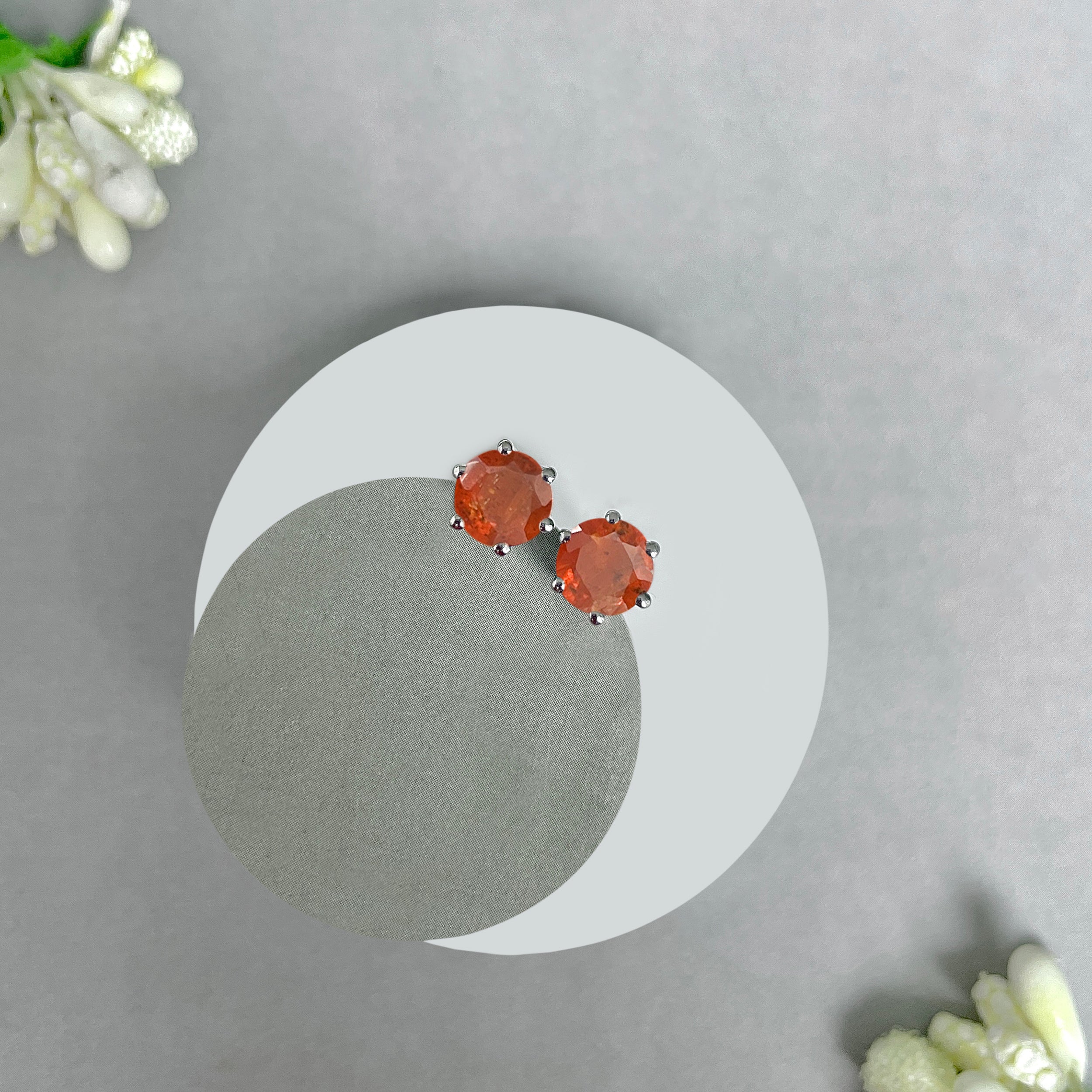 Orange Kyanite Stud Earrings-(OKY-SE-1024.)