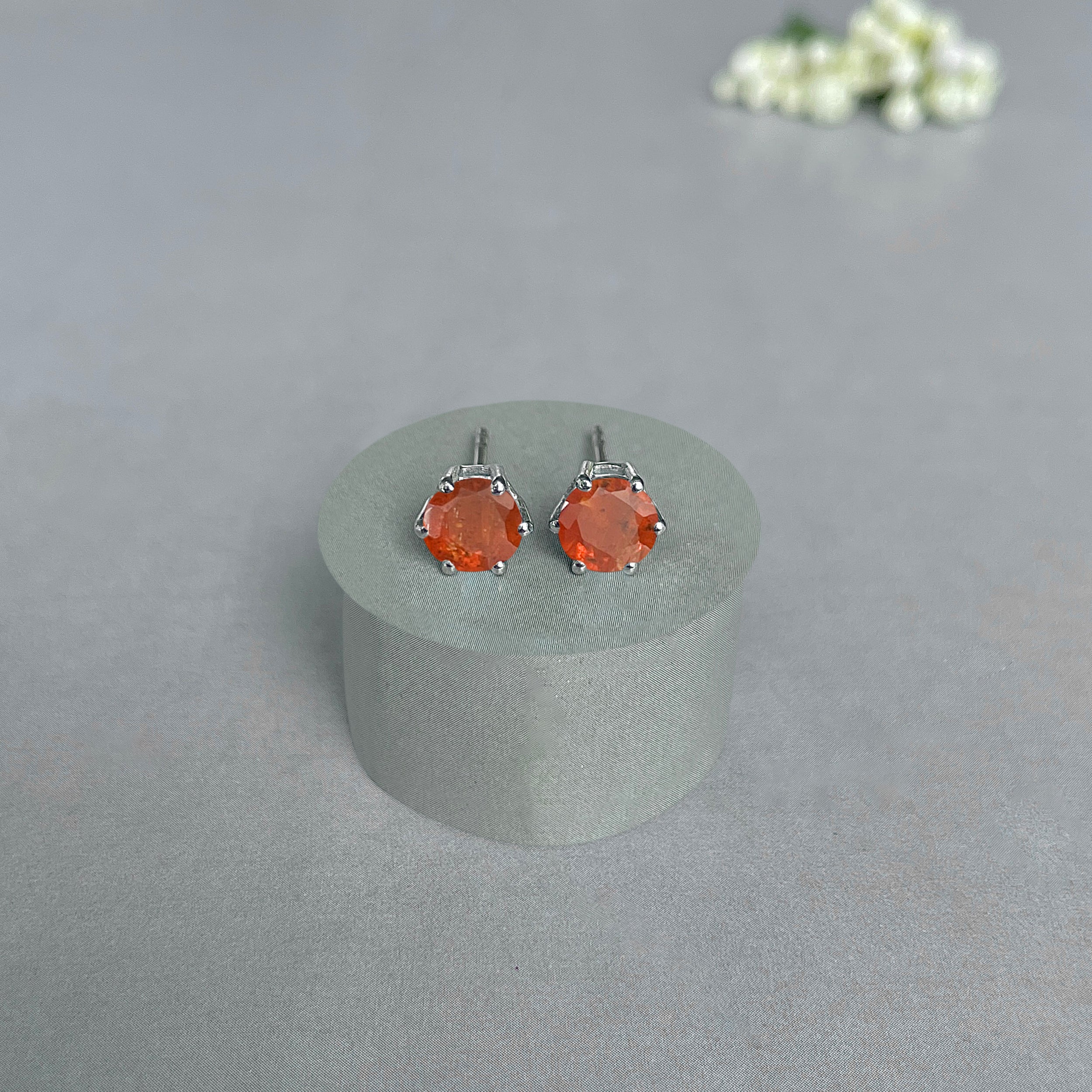 Orange Kyanite Stud Earrings-(OKY-SE-1024.)
