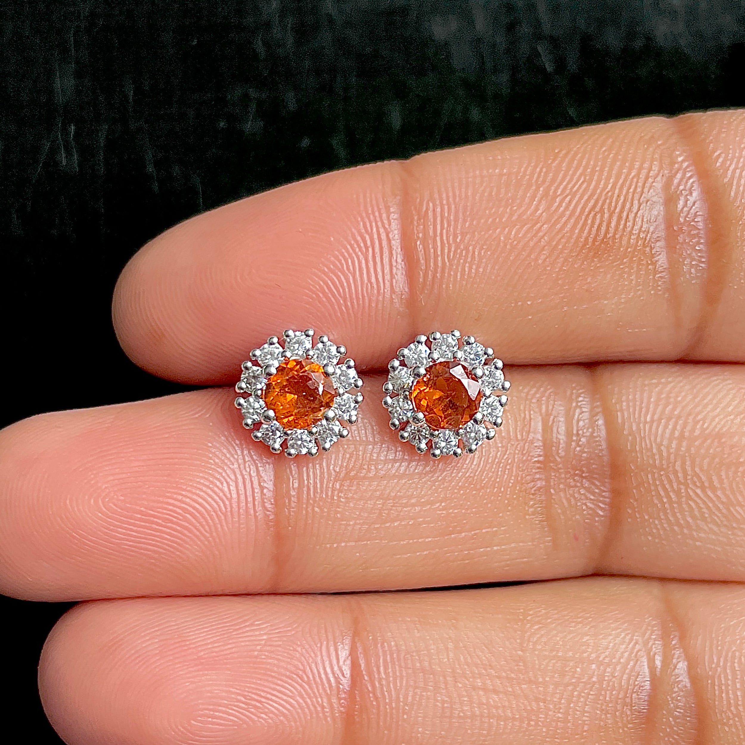 Orange Kyanite Stud Earrings-(OKY-SE-1268.)