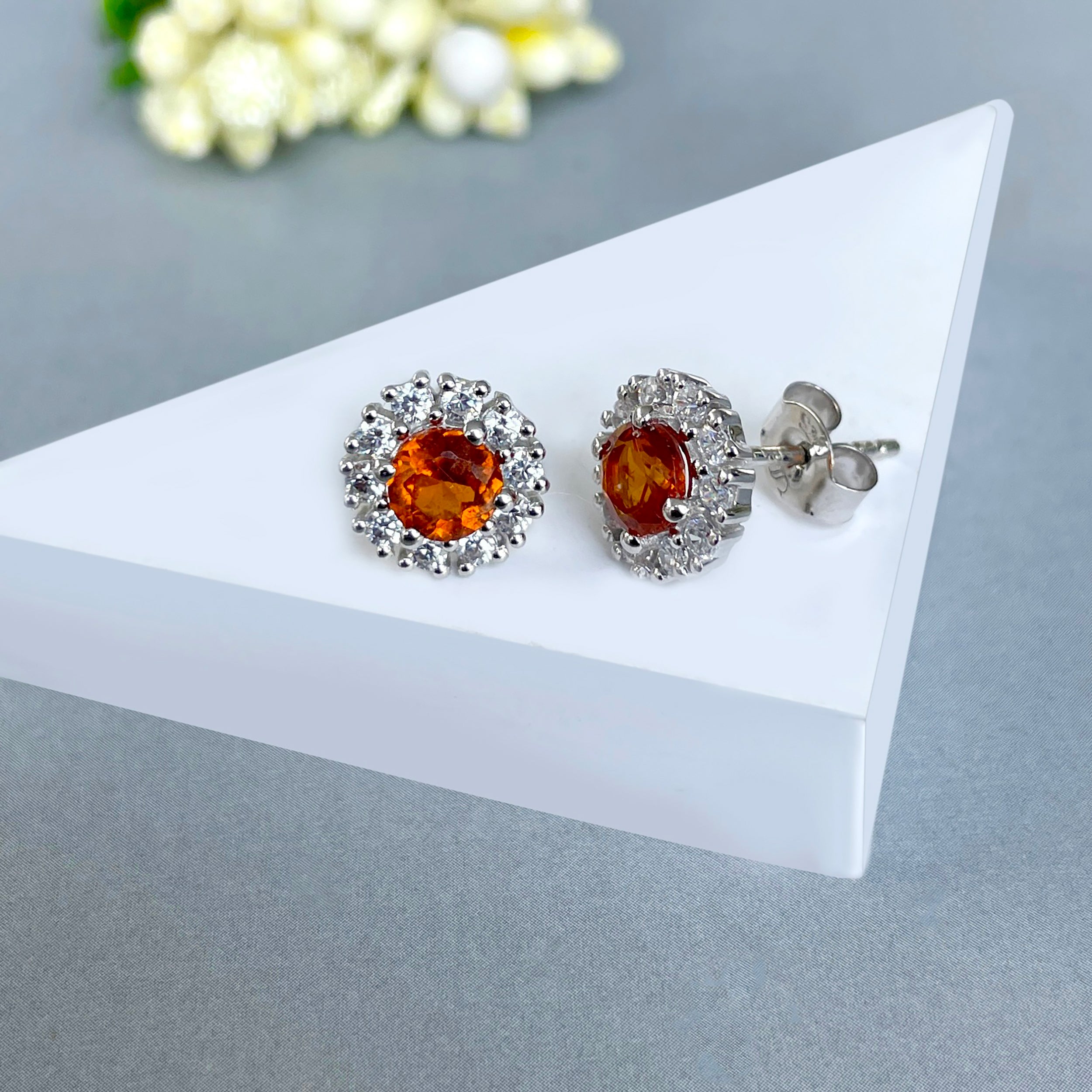 Orange Kyanite Stud Earrings-(OKY-SE-1268.)