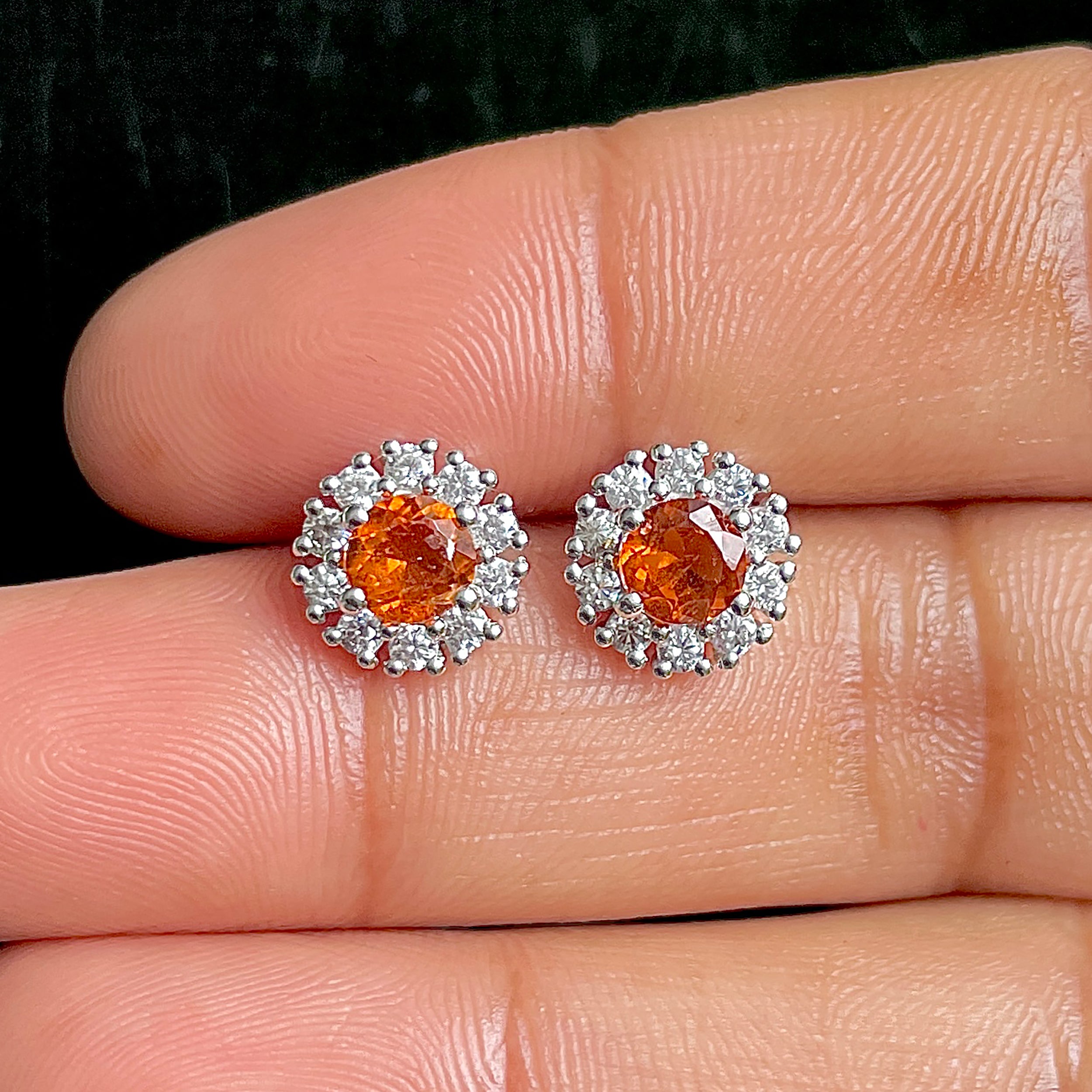 Orange Kyanite Stud Earrings-(OKY-SE-1268.)