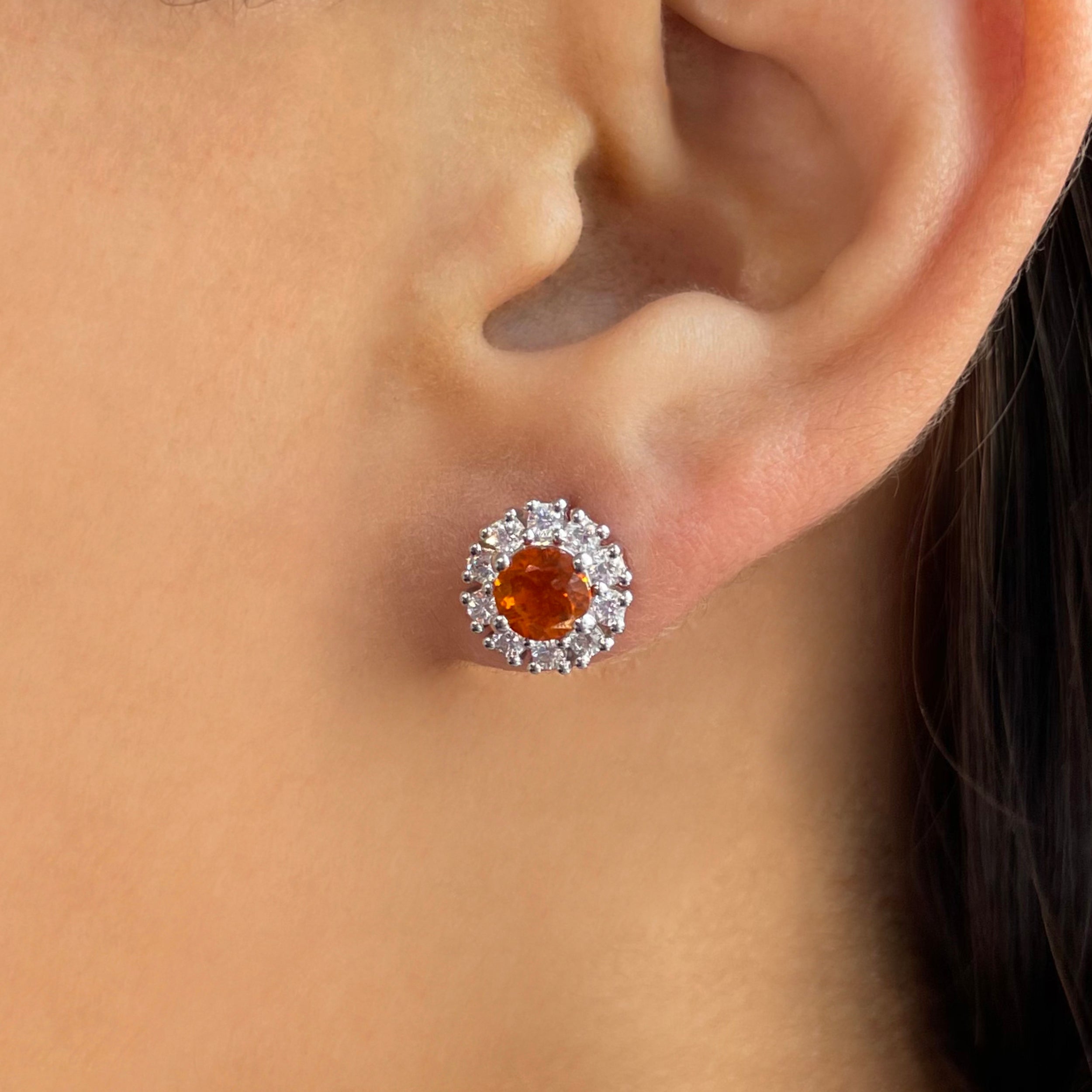 Orange Kyanite Stud Earrings-(OKY-SE-1268.)