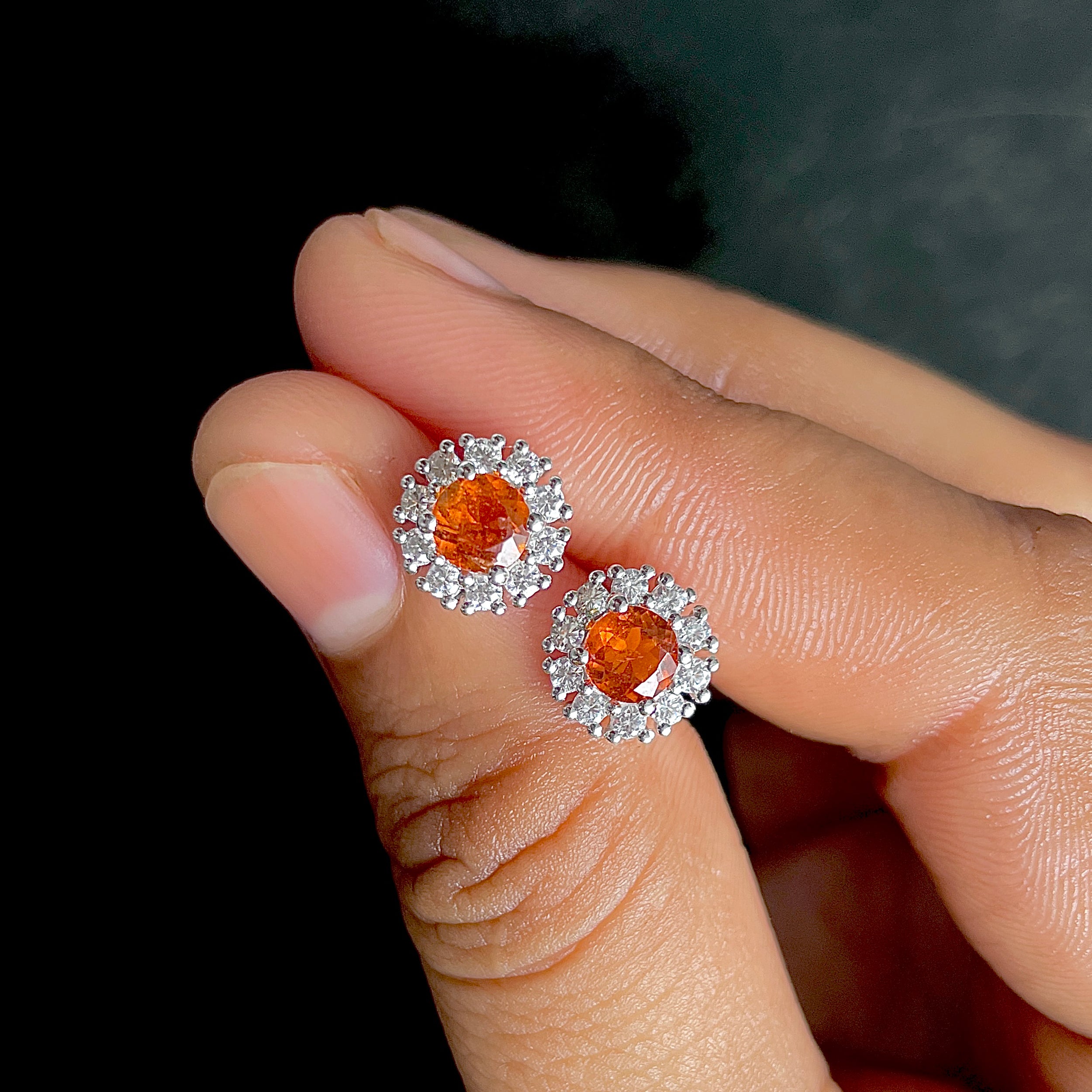 Orange Kyanite Stud Earrings-(OKY-SE-1268.)