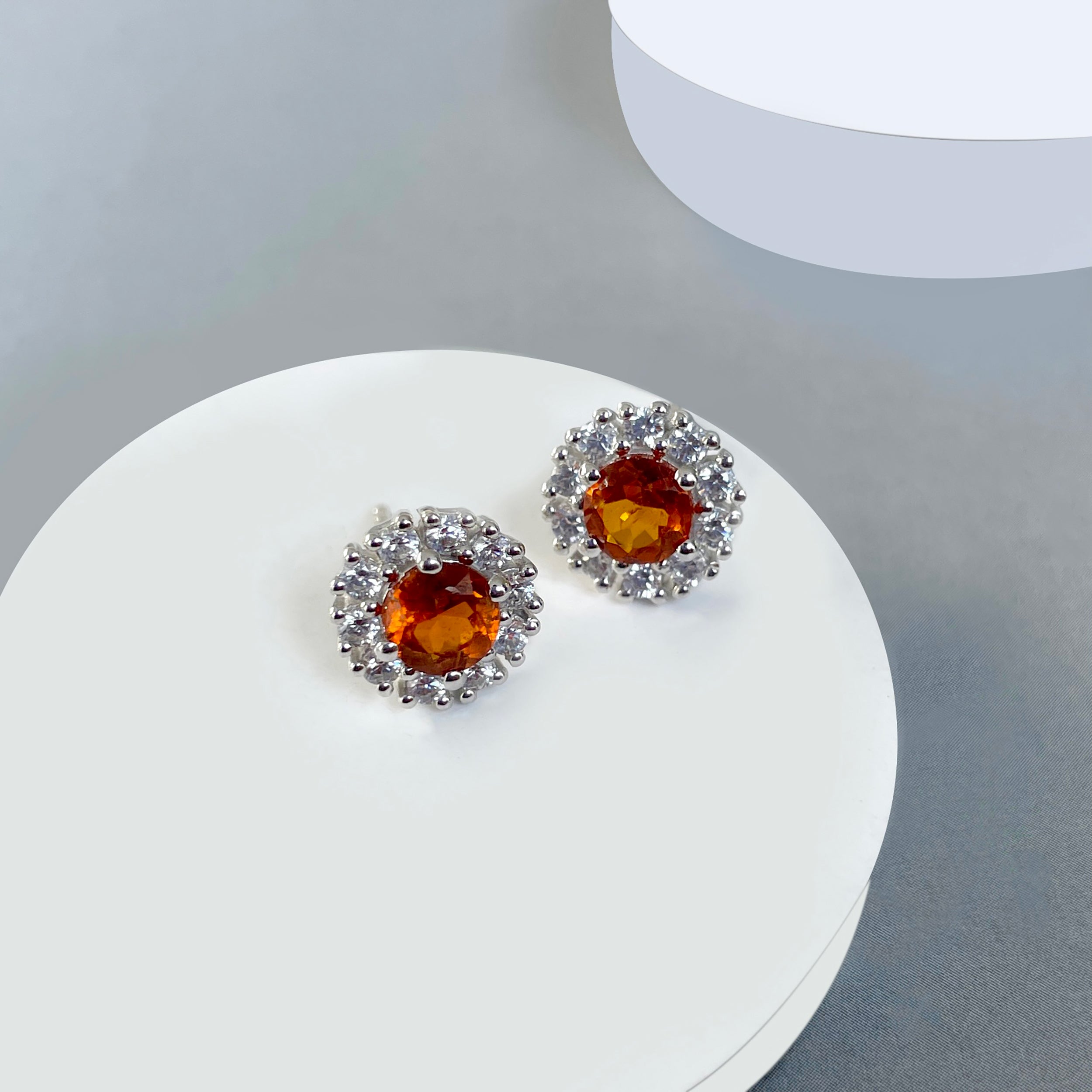 Orange Kyanite Stud Earrings-(OKY-SE-1268.)