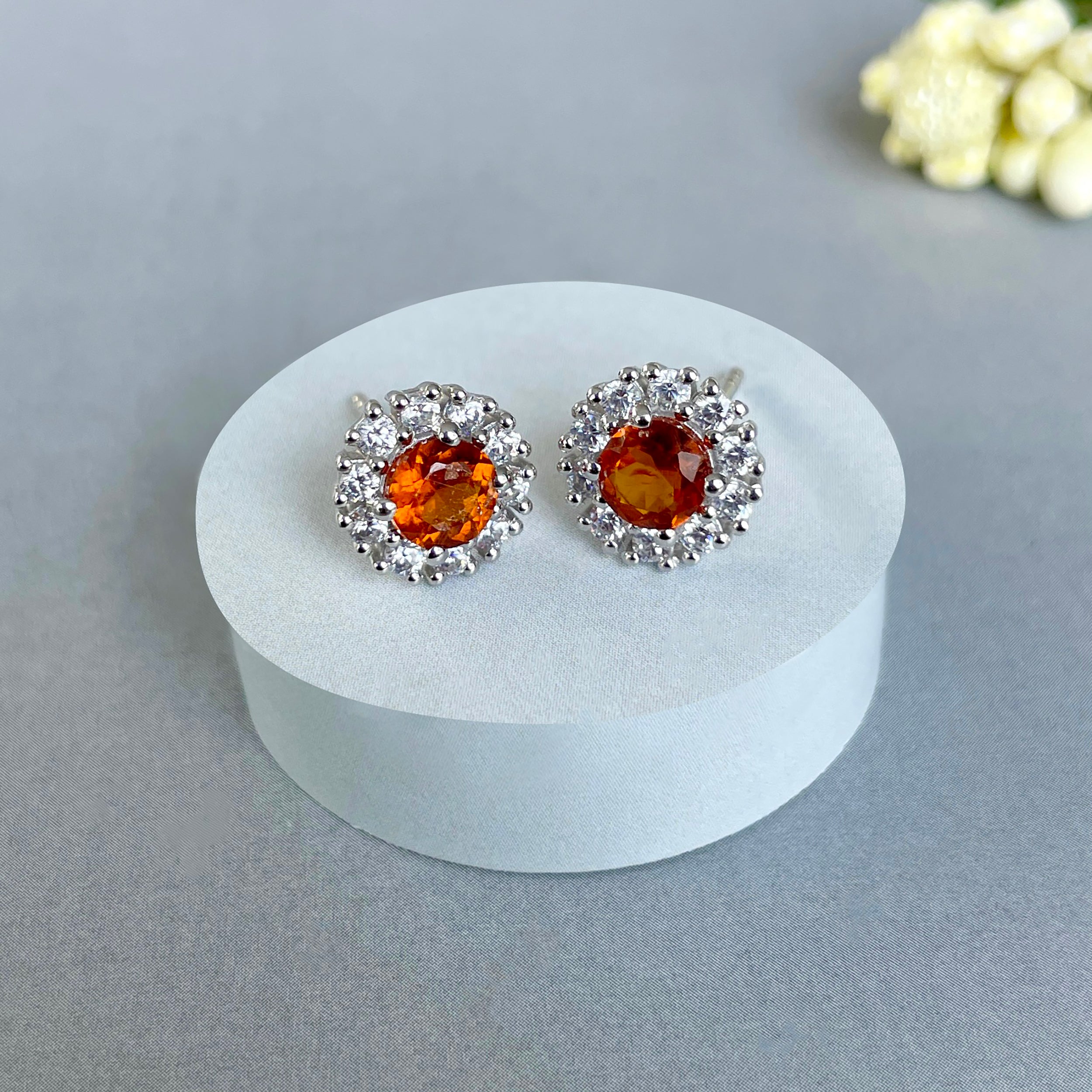 Orange Kyanite Stud Earrings-(OKY-SE-1268.)