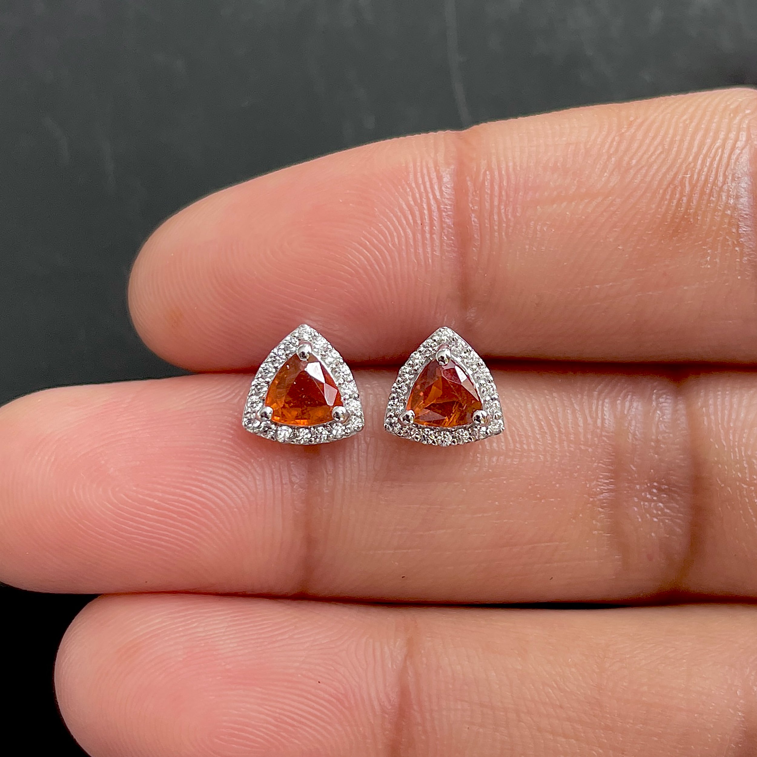 Orange Kyanite Stud Earrings-(OKY-SE-1269.)