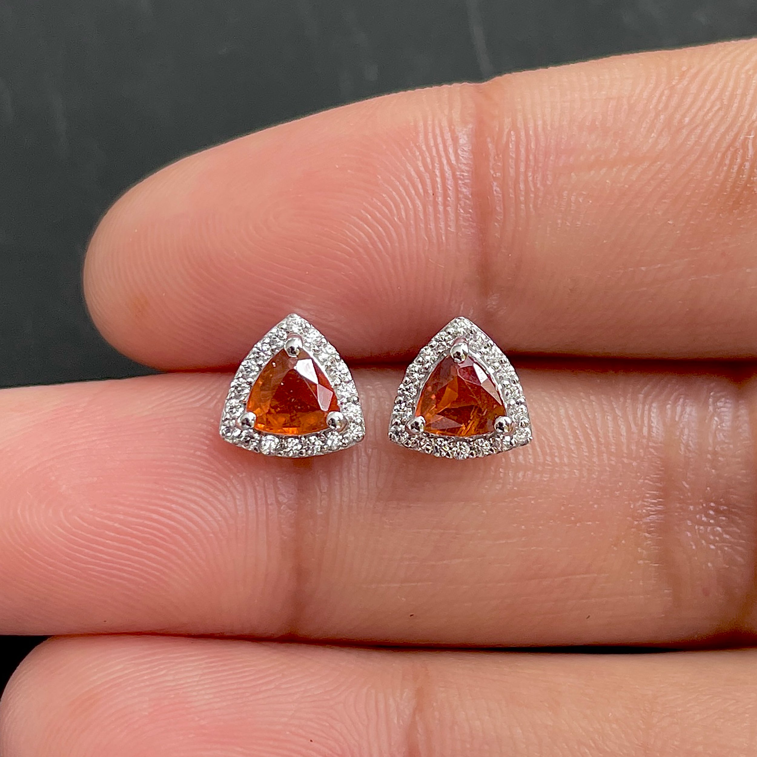 Orange Kyanite Stud Earrings-(OKY-SE-1269.)