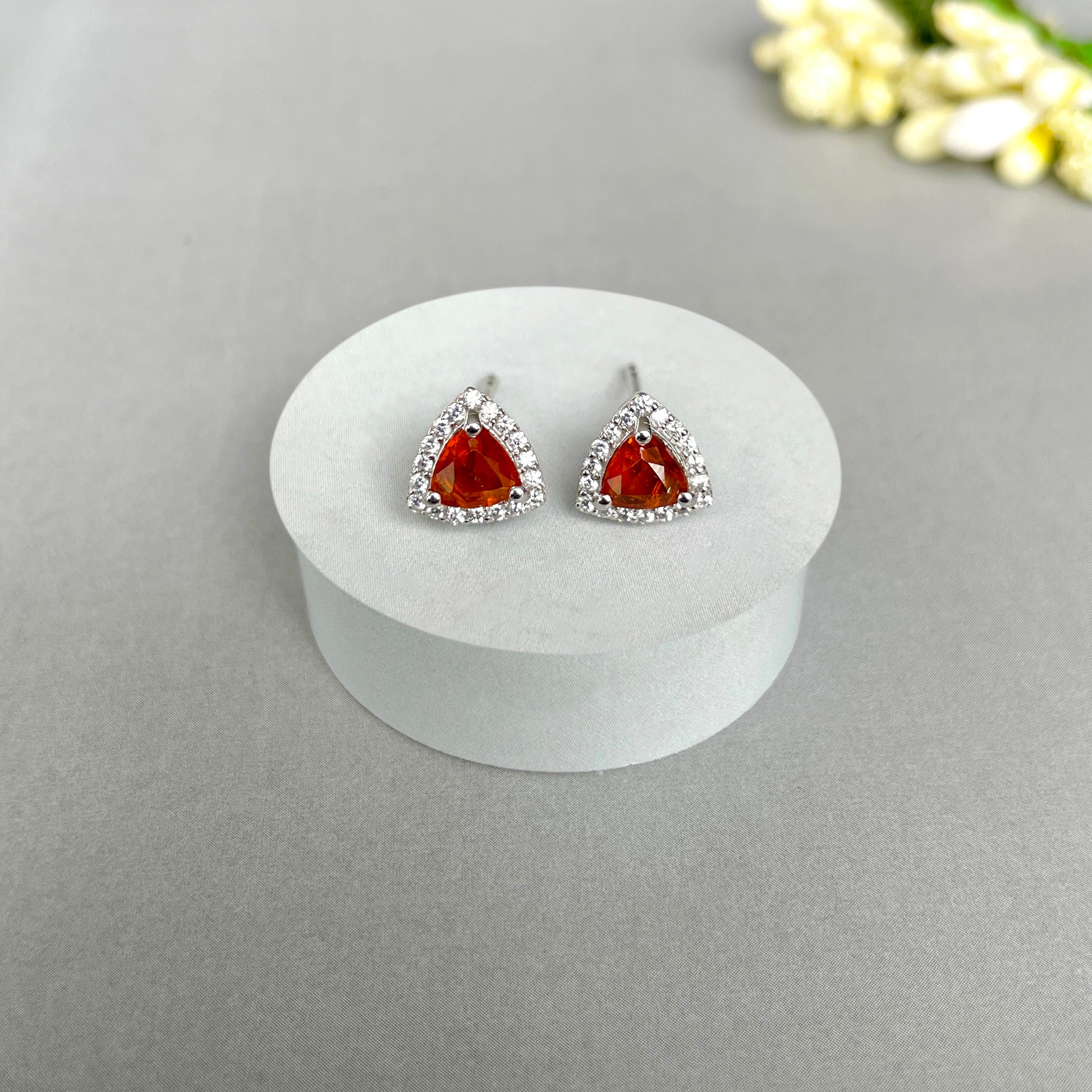 Orange Kyanite Stud Earrings-(OKY-SE-1269.)