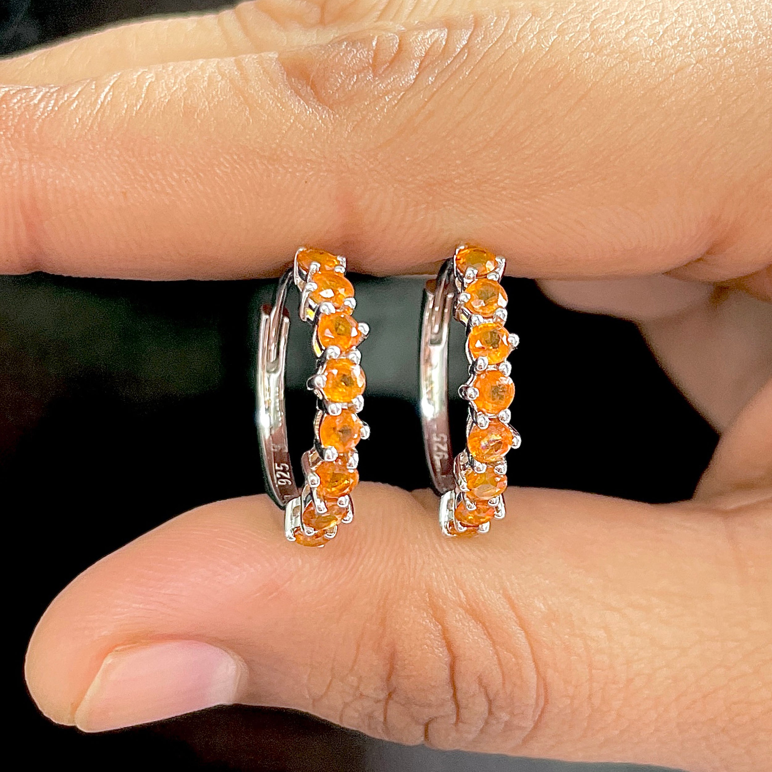 Orange Kyanite Hoop Earrings-(OKY-SE-1276.)