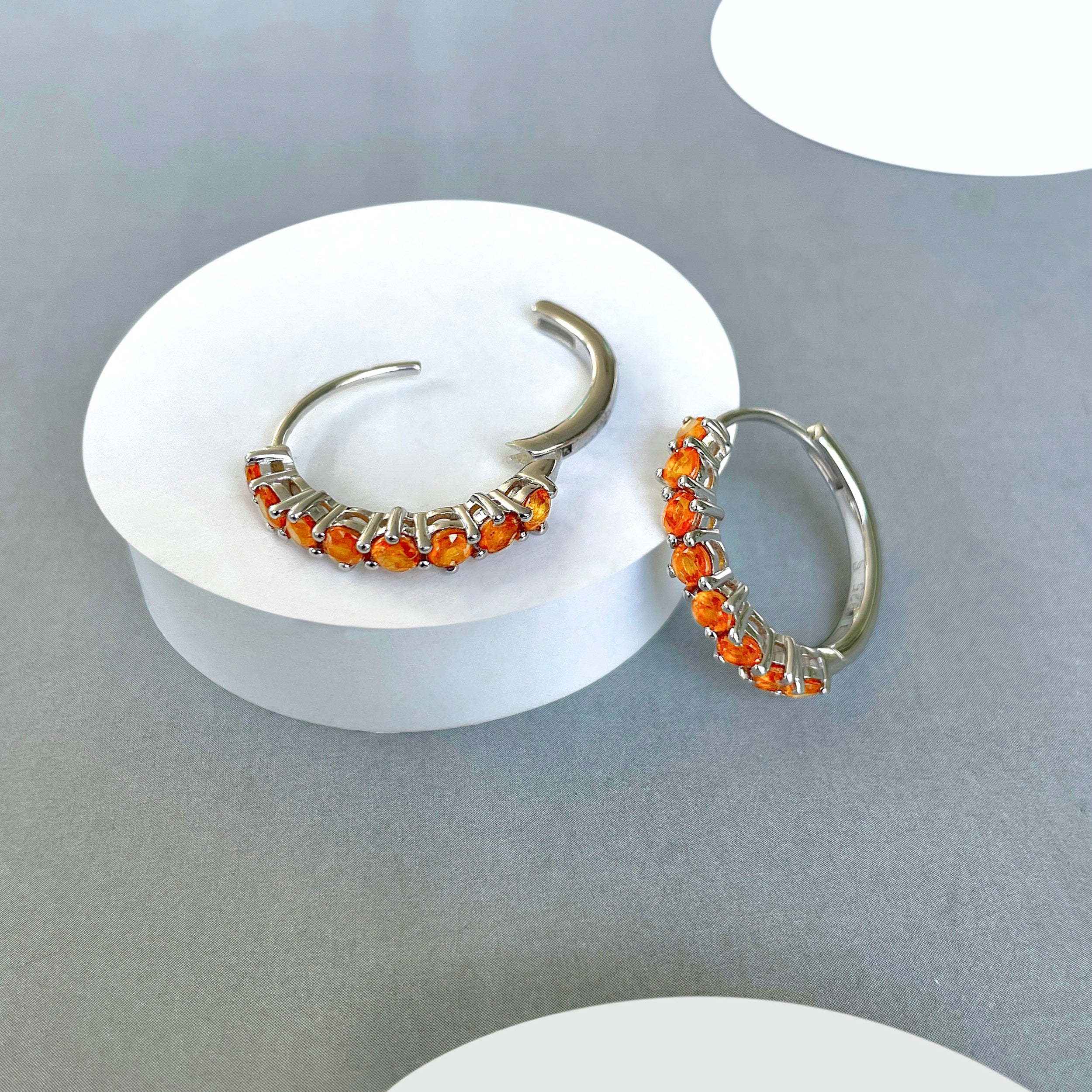 Orange Kyanite Hoop Earrings-(OKY-SE-1276.)