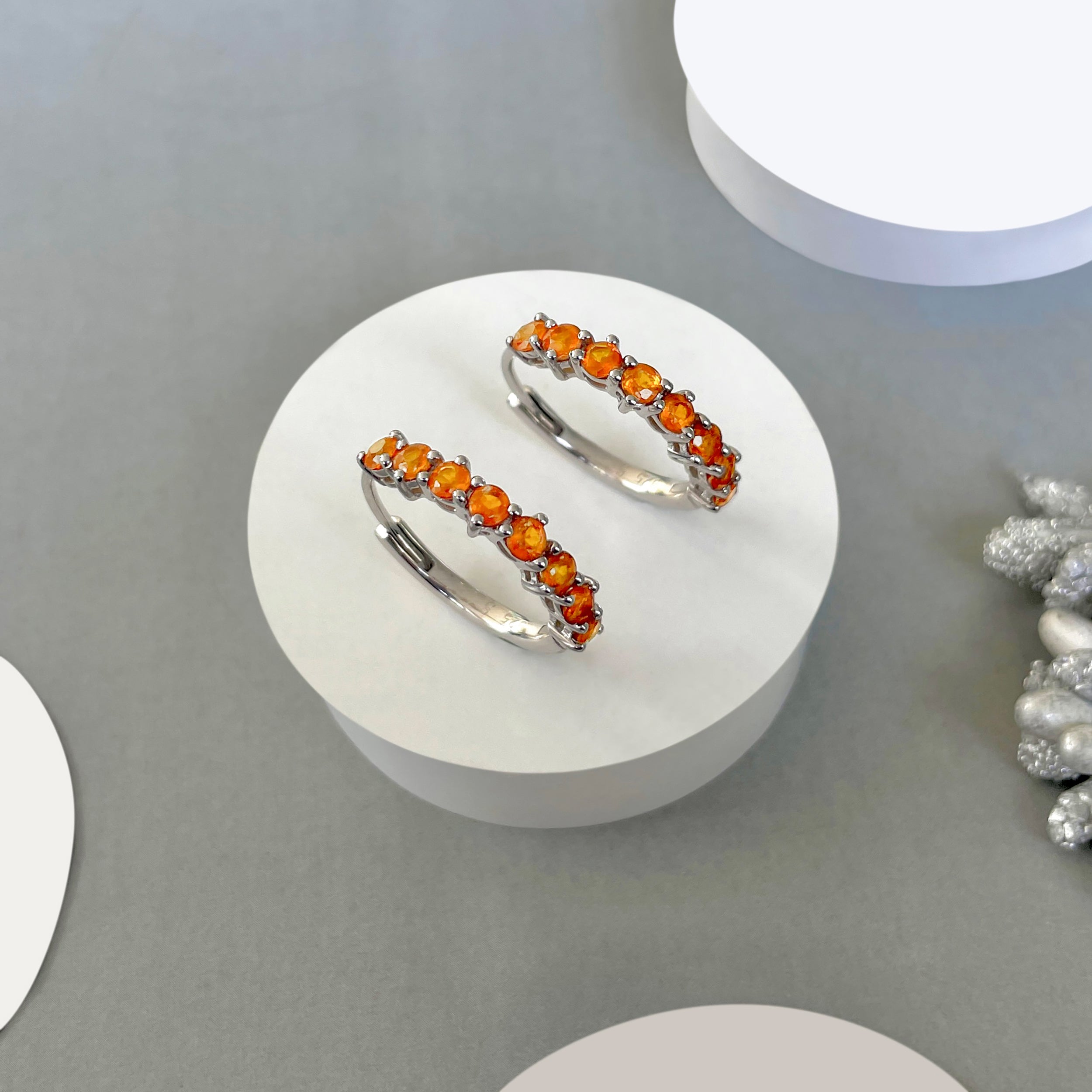 Orange Kyanite Hoop Earrings-(OKY-SE-1276.)
