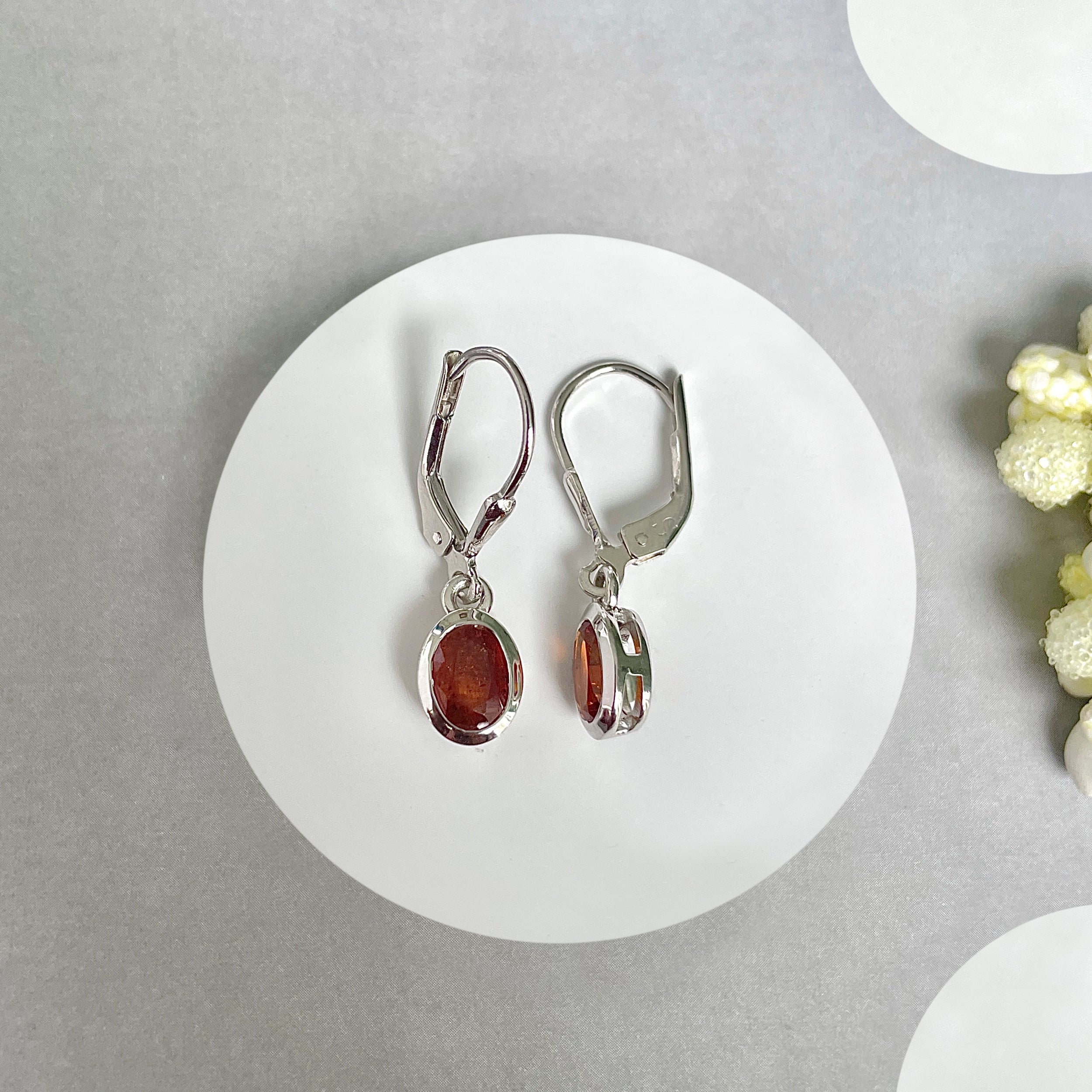 Orange Kyanite Leverback Earrings-(OKY-SE-1316.)