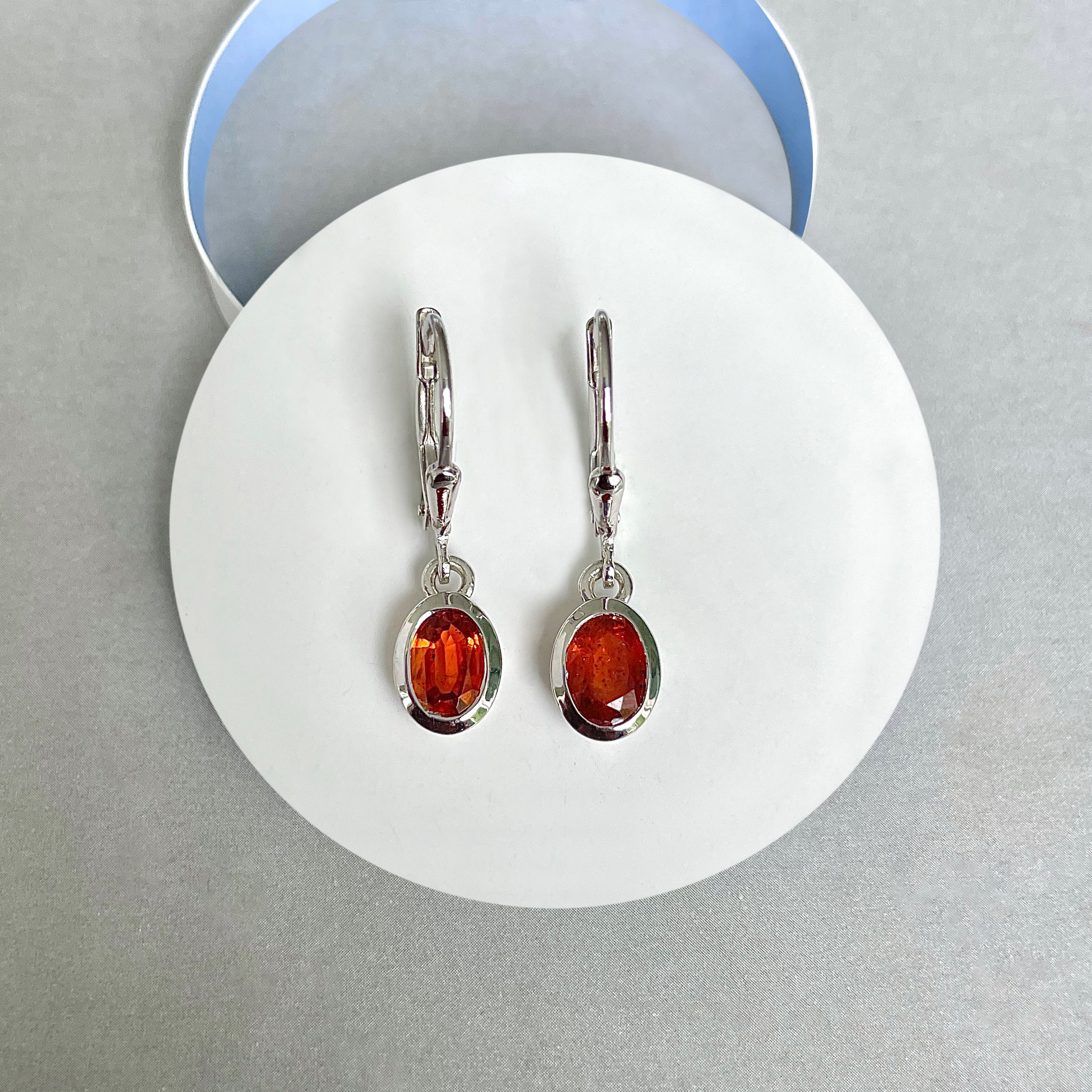 Orange Kyanite Leverback Earrings-(OKY-SE-1316.)