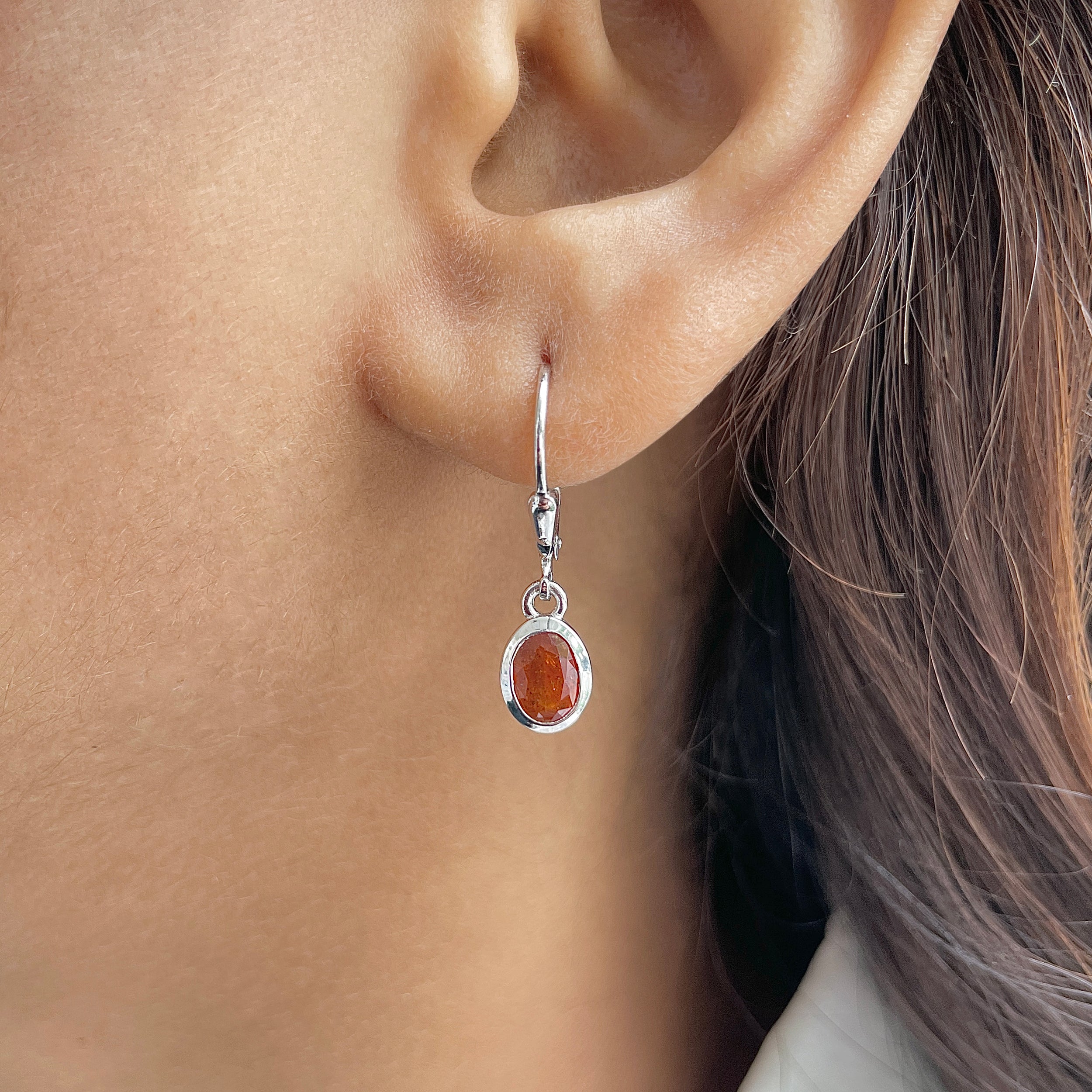 Orange Kyanite Leverback Earrings-(OKY-SE-1316.)