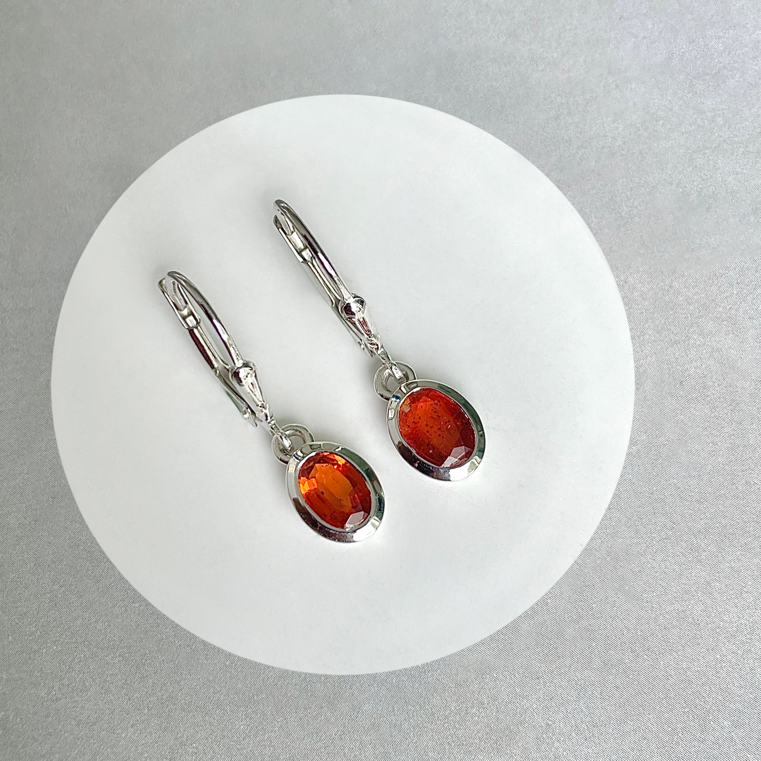 Orange Kyanite Leverback Earrings-(OKY-SE-1316.)