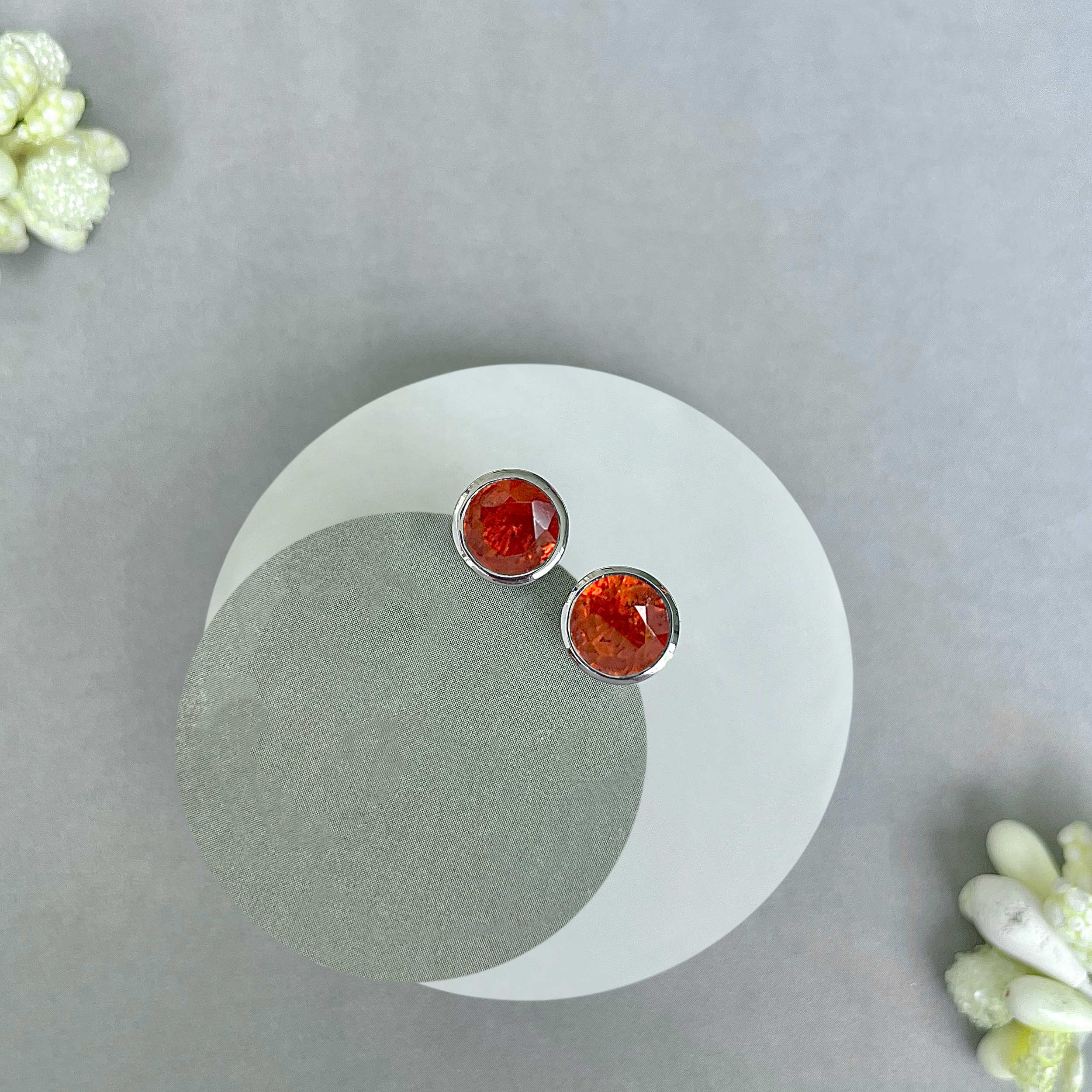 Orange Kyanite Stud Earrings-(OKY-SE-1426.)