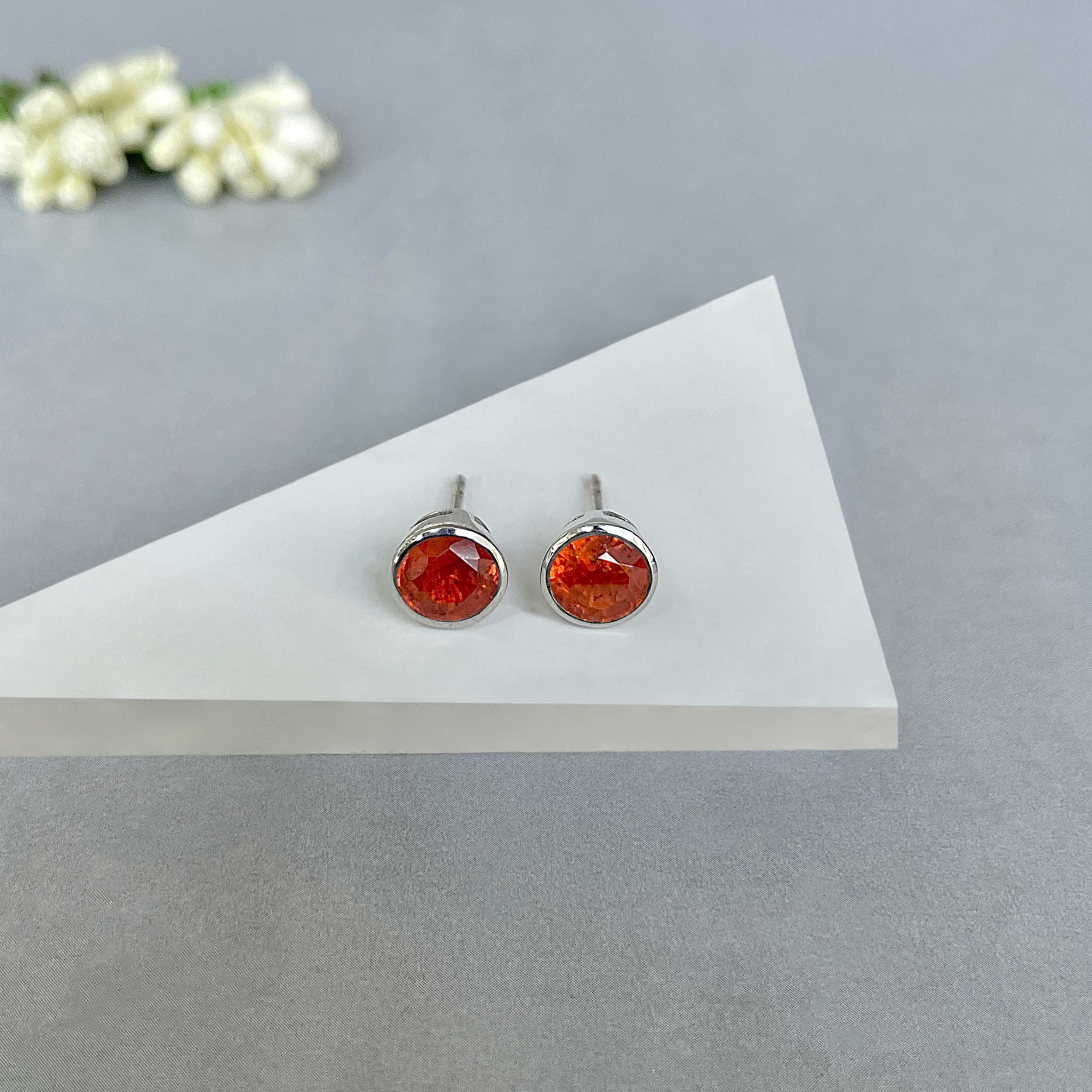 Orange Kyanite Stud Earrings-(OKY-SE-1426.)