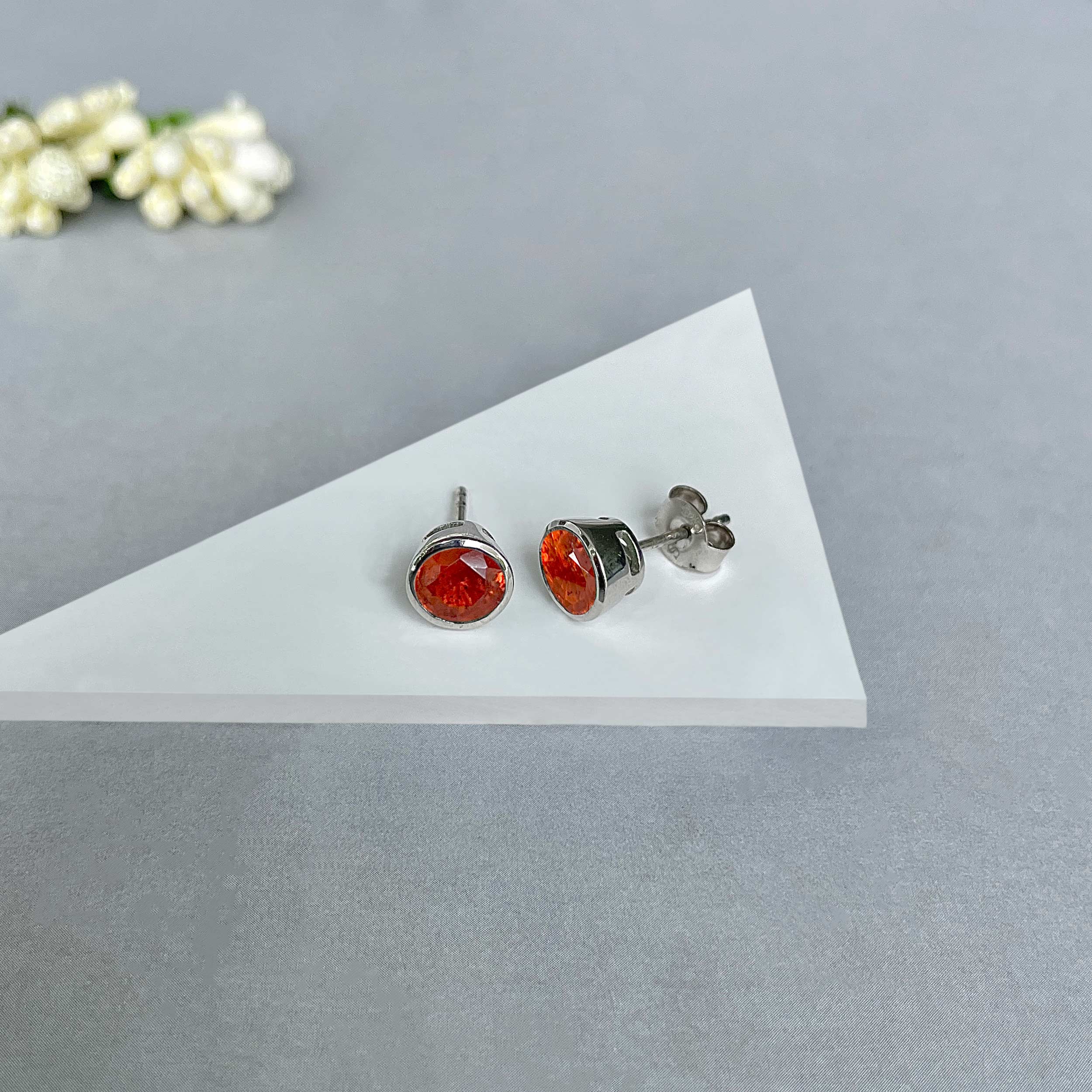 Orange Kyanite Stud Earrings-(OKY-SE-1426.)