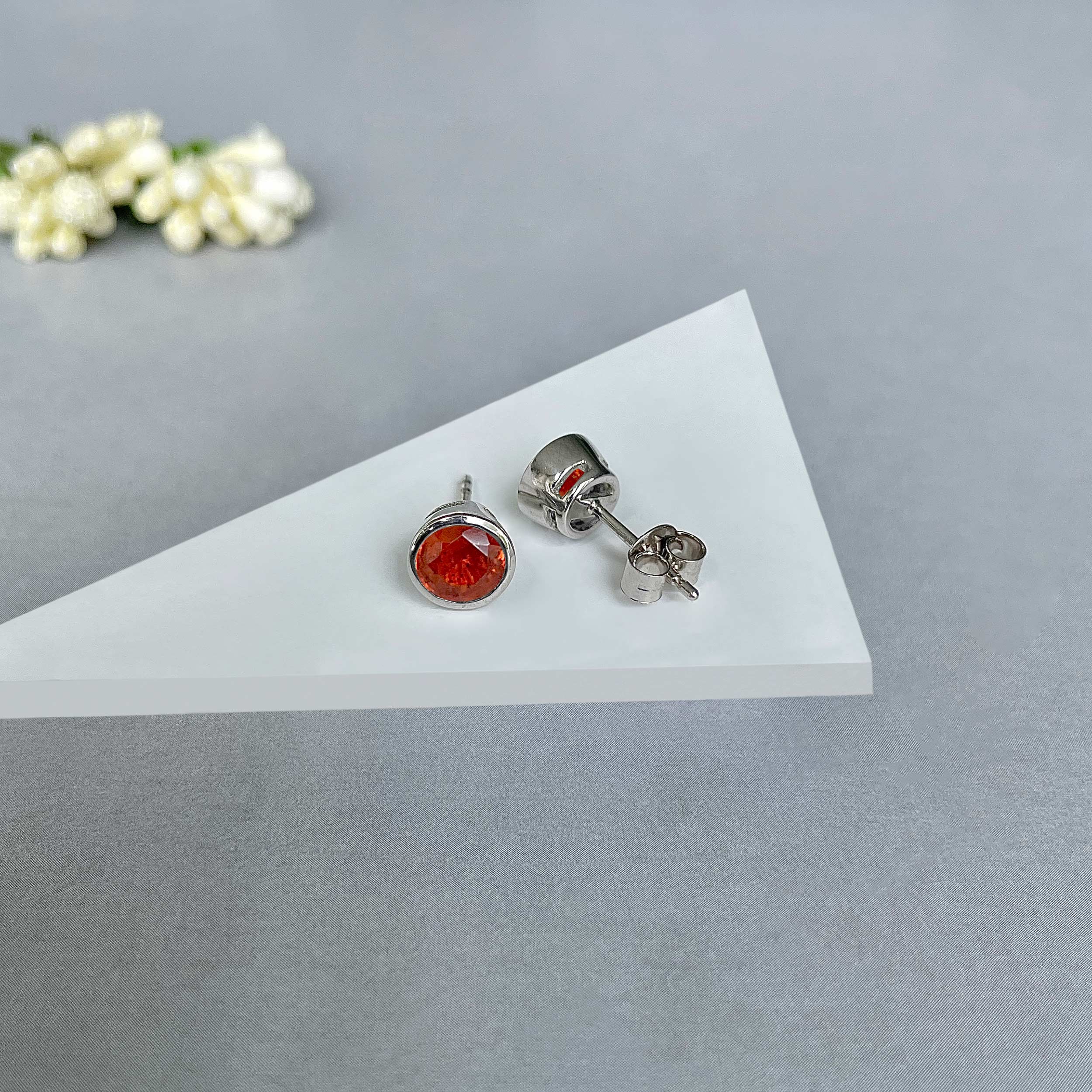 Orange Kyanite Stud Earrings-(OKY-SE-1426.)